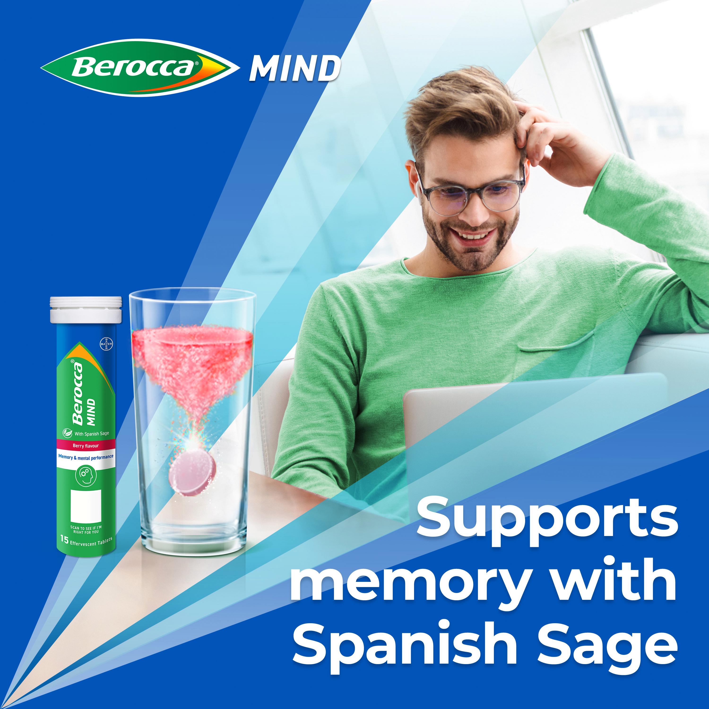 Berocca Mind Berry Flavour Effervescent Tablets x15 thumbnail 4