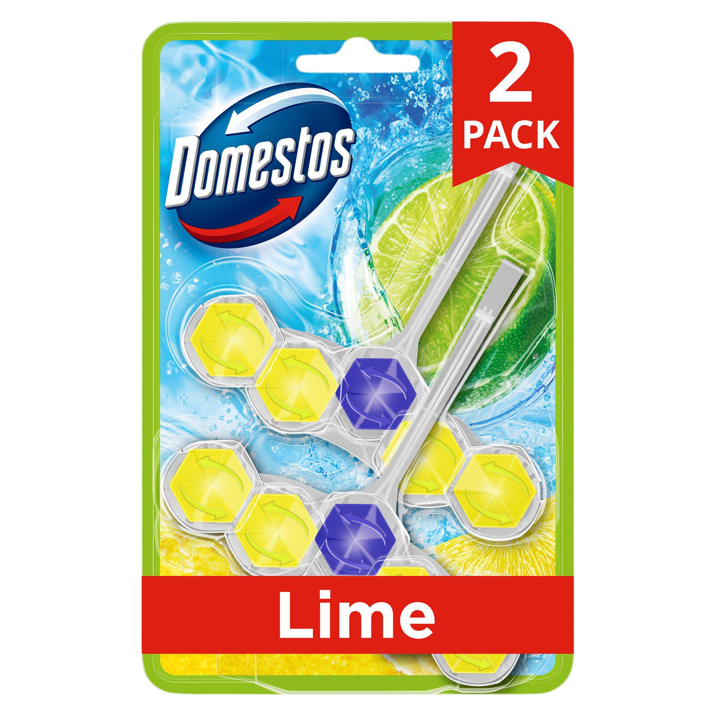 Domestos Power 5 Toilet Rim Blocks Lime x2 50g