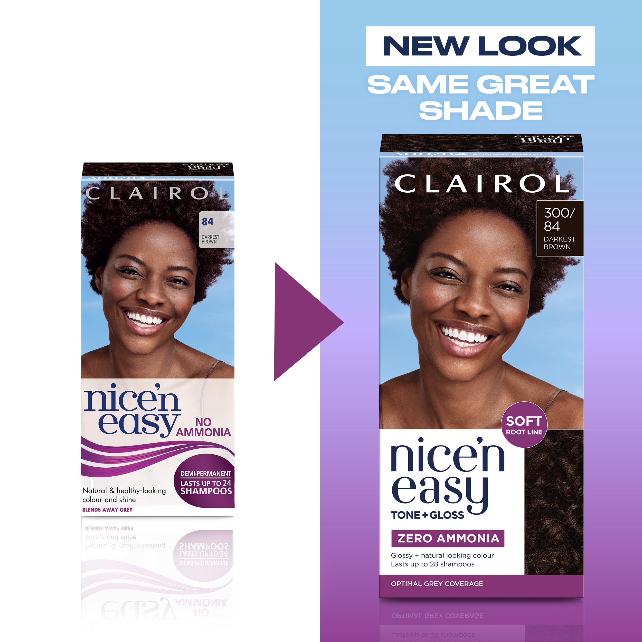 Clairol Nice'N Easy Tone+Gloss Darkest Brown 300/84 Semi Permanent Hair Dye thumbnail 2