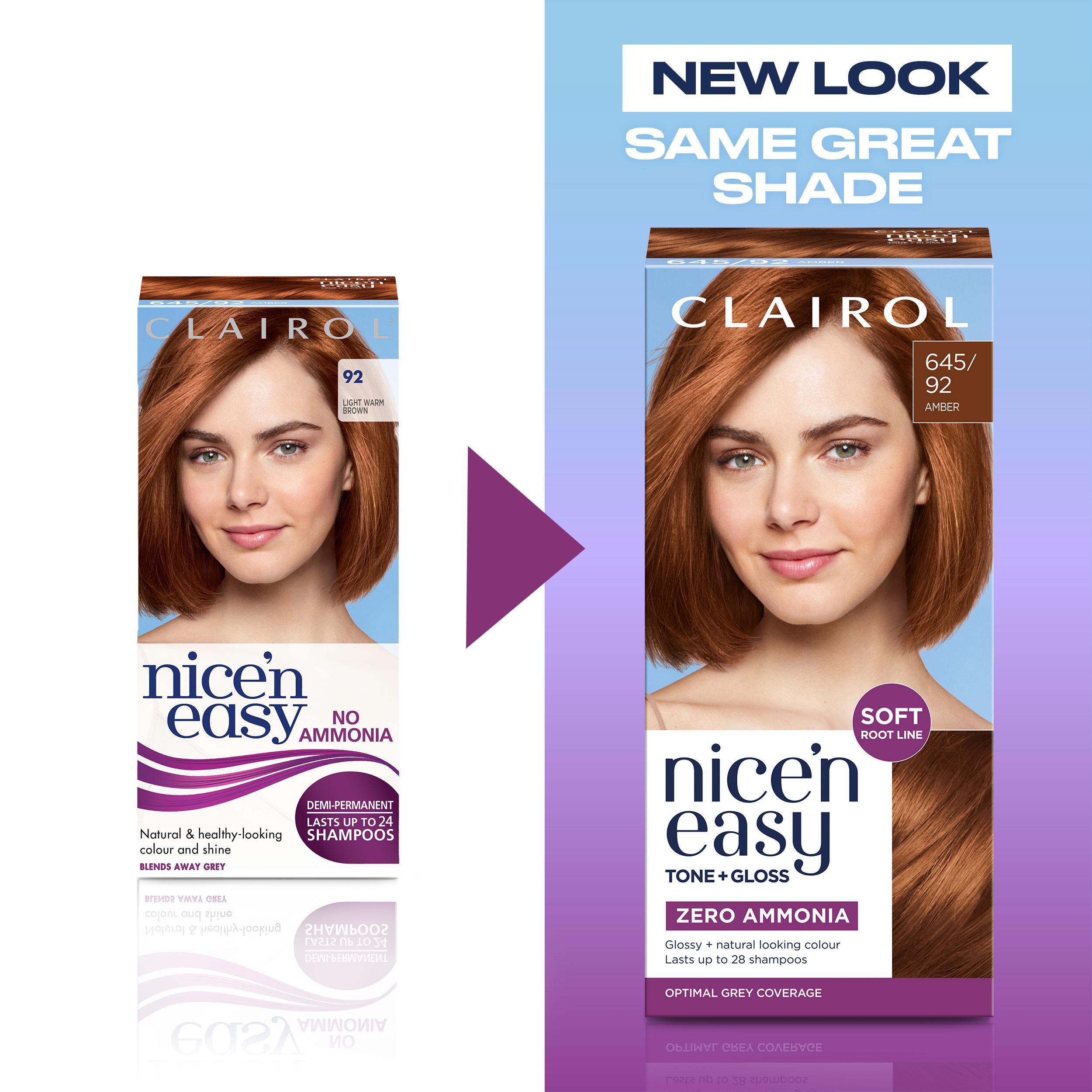 Clairol Nice'N Easy Tone+Gloss Amber 645/92 Semi Permanent Hair Dye thumbnail 2