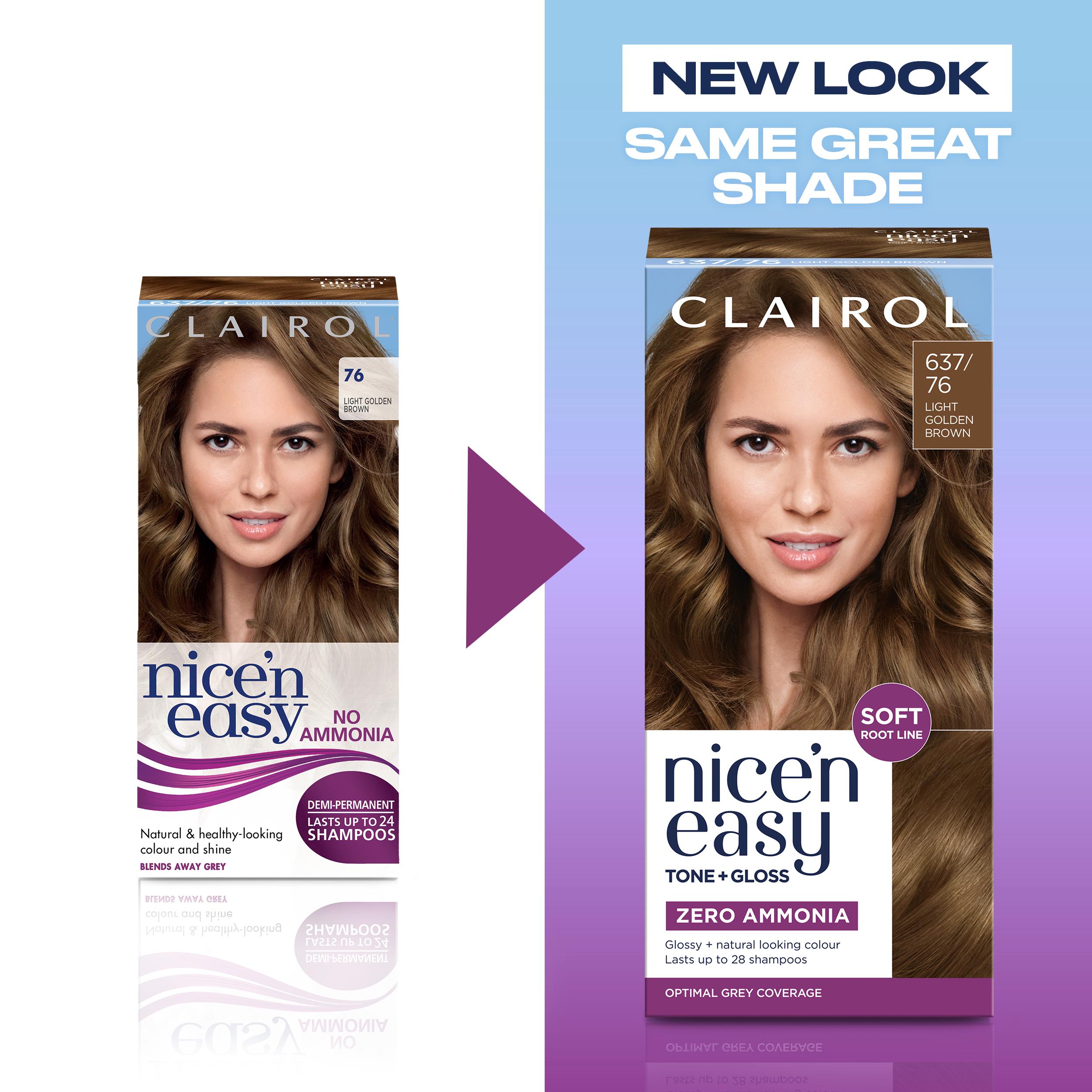 Clairol Nice'N Easy Tone+Gloss Light Golden Brown 637/76 Semi Permanent Hair Dye thumbnail 2
