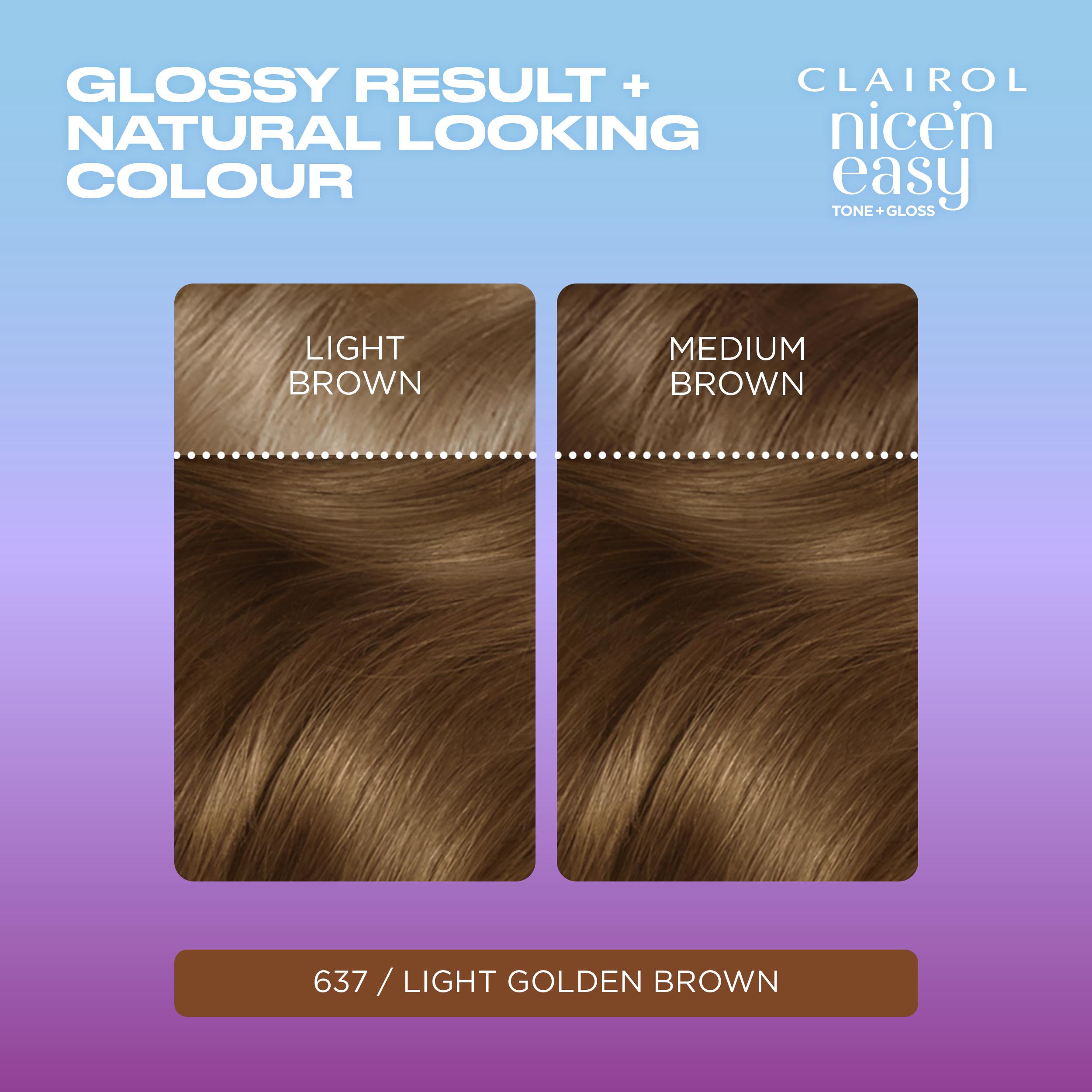 Clairol Nice'N Easy Tone+Gloss Light Golden Brown 637/76 Semi Permanent Hair Dye thumbnail 3
