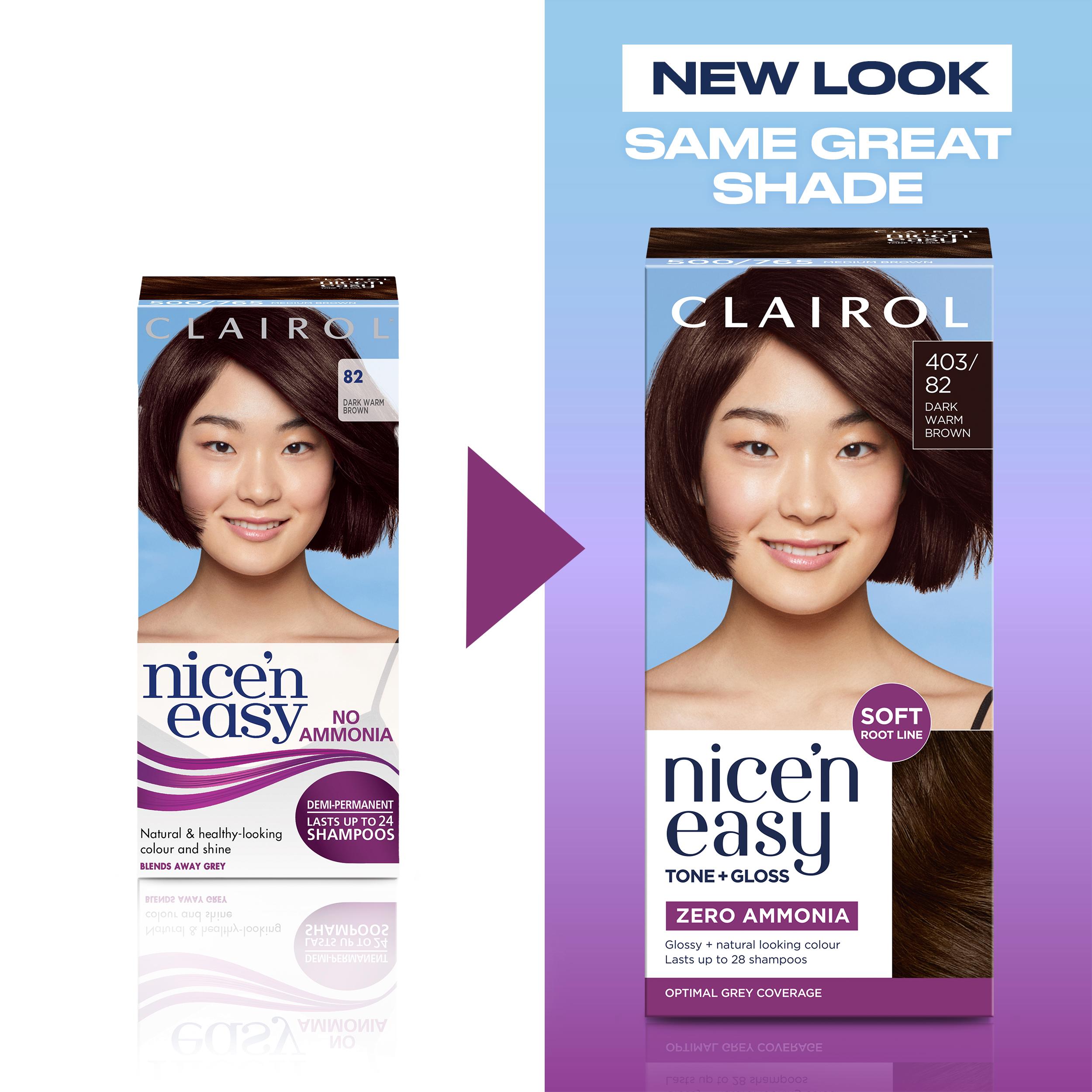 Clairol Nice'N Easy Tone+Gloss Dark Warm Brown 403/82 Semi Permanent Hair Dye thumbnail 2