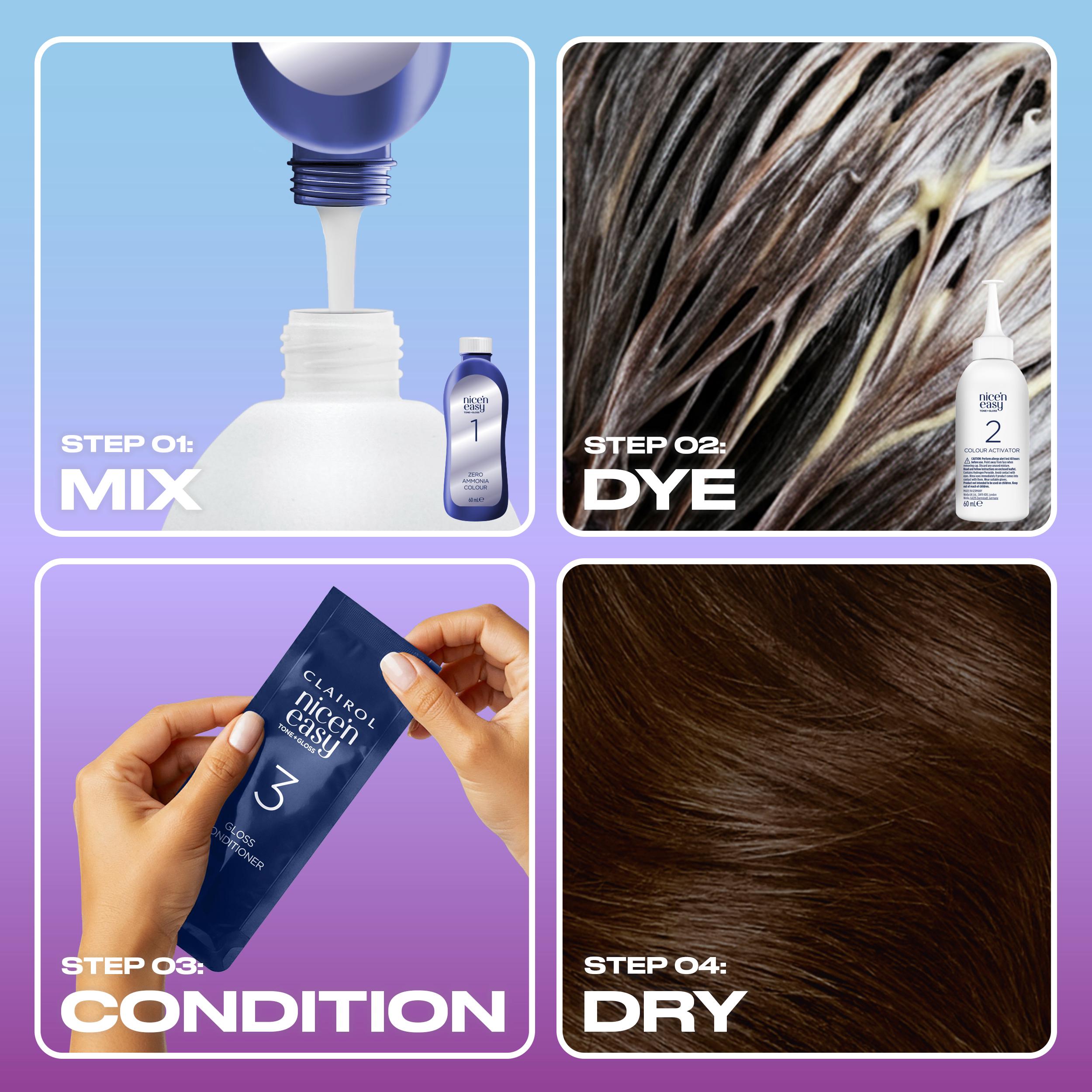 Clairol Nice'N Easy Tone+Gloss Dark Warm Brown 403/82 Semi Permanent Hair Dye thumbnail 5