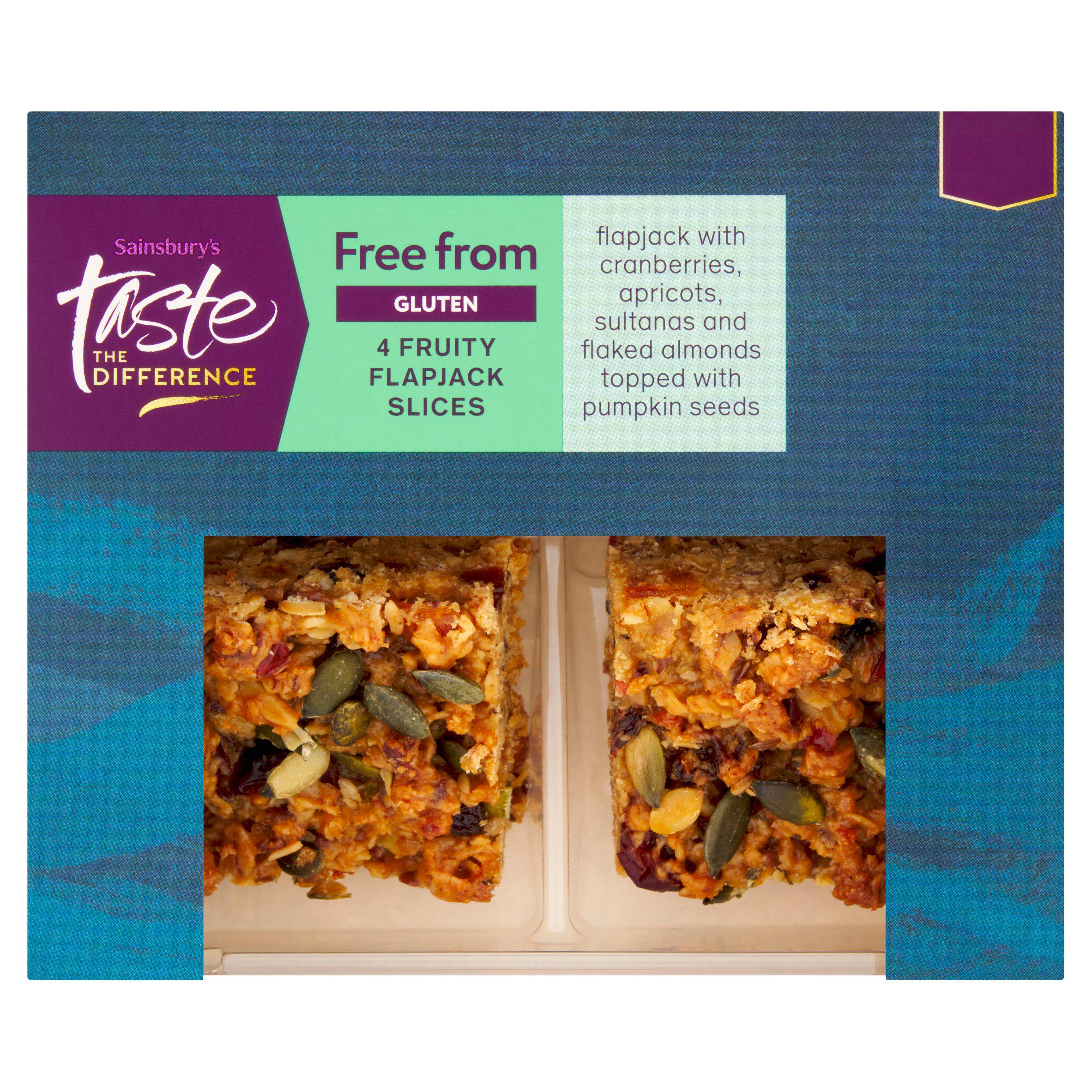 Sainsbury's Free From Fruity Flapjack Slices, Taste the Difference x4 168g