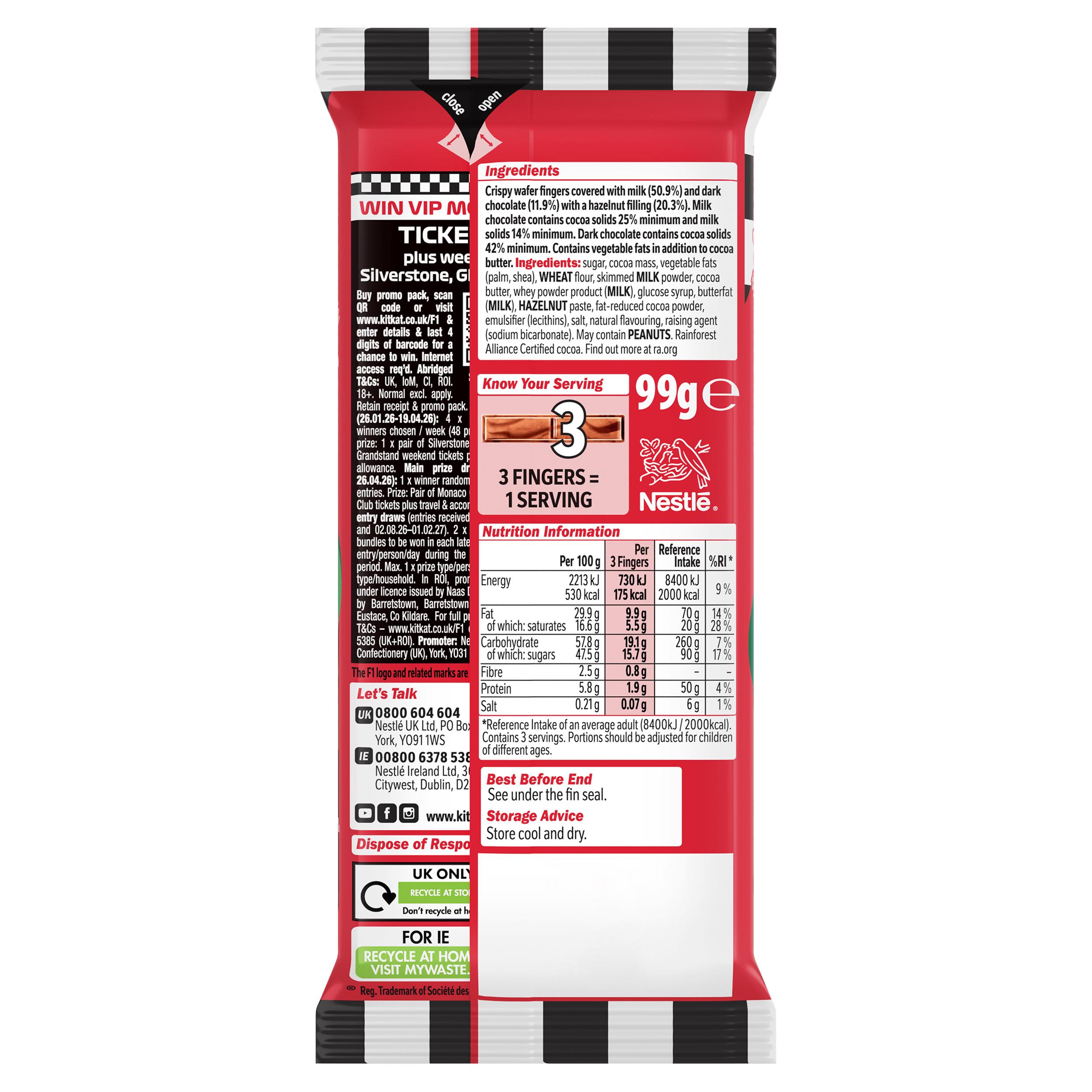 KitKat Hazelnut Chocolate Sharing Bar 99g thumbnail 3