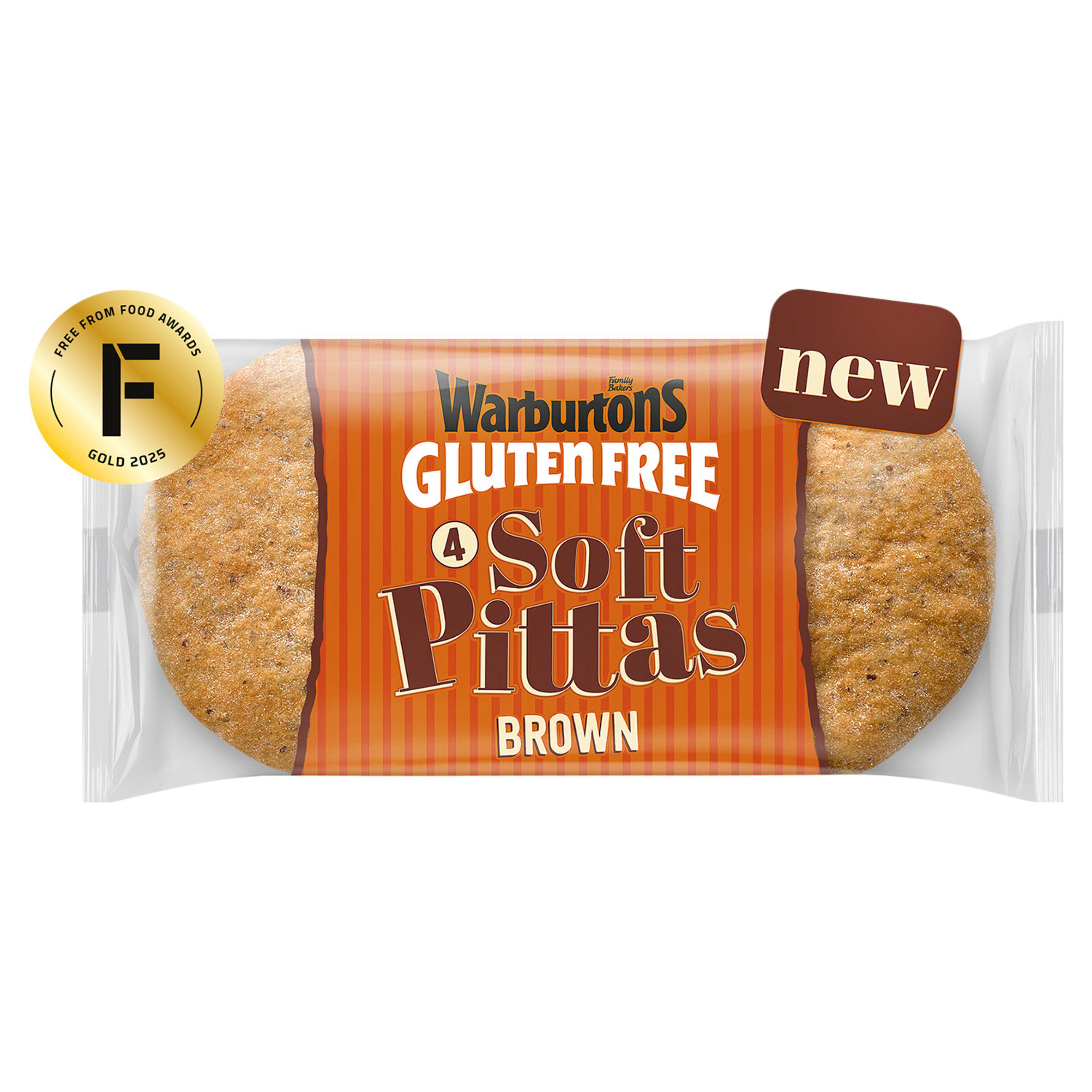 Warburtons Gluten Free 4 Soft Brown Pittas