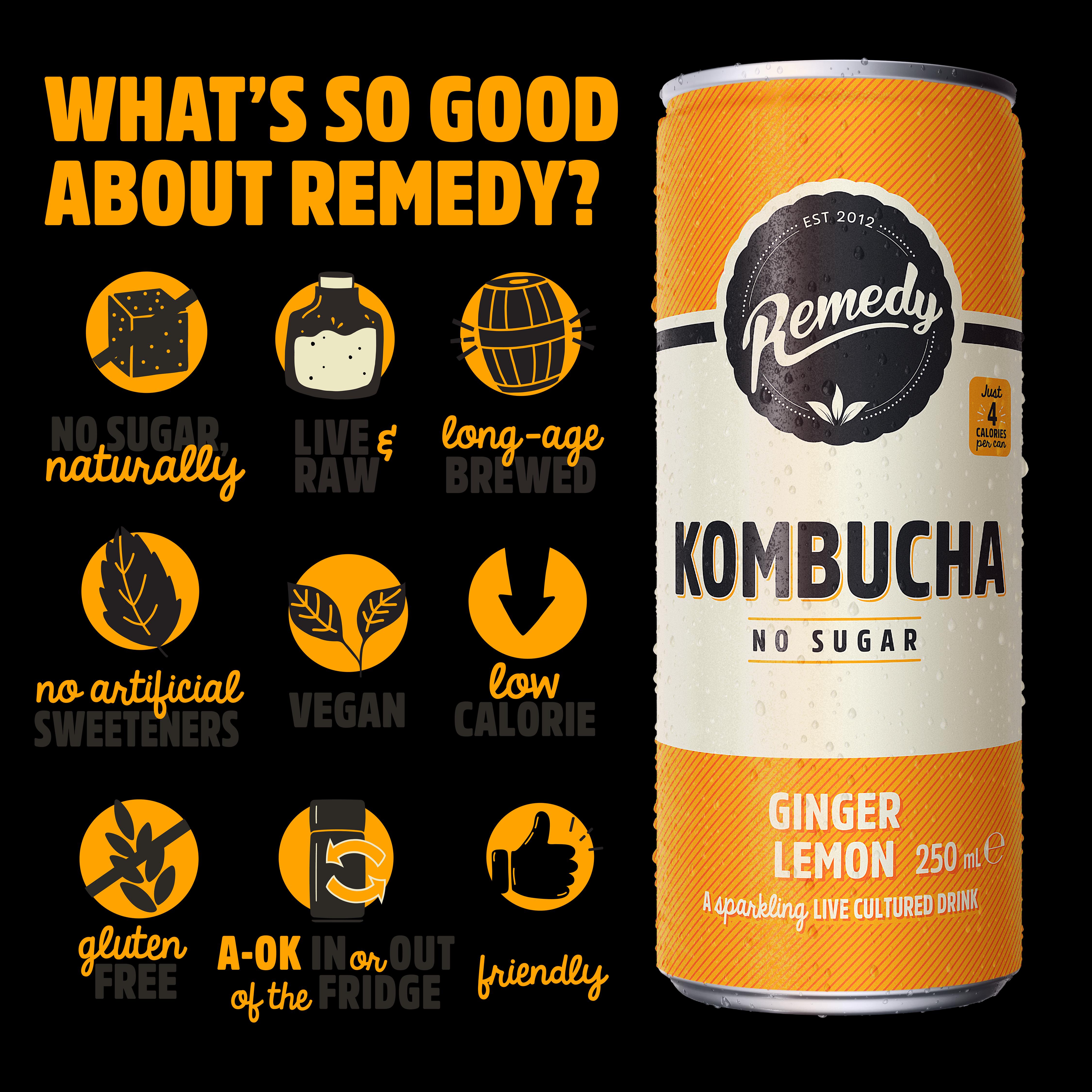 Remedy Kombucha Ginger Lemon 4 x 330ml thumbnail 2