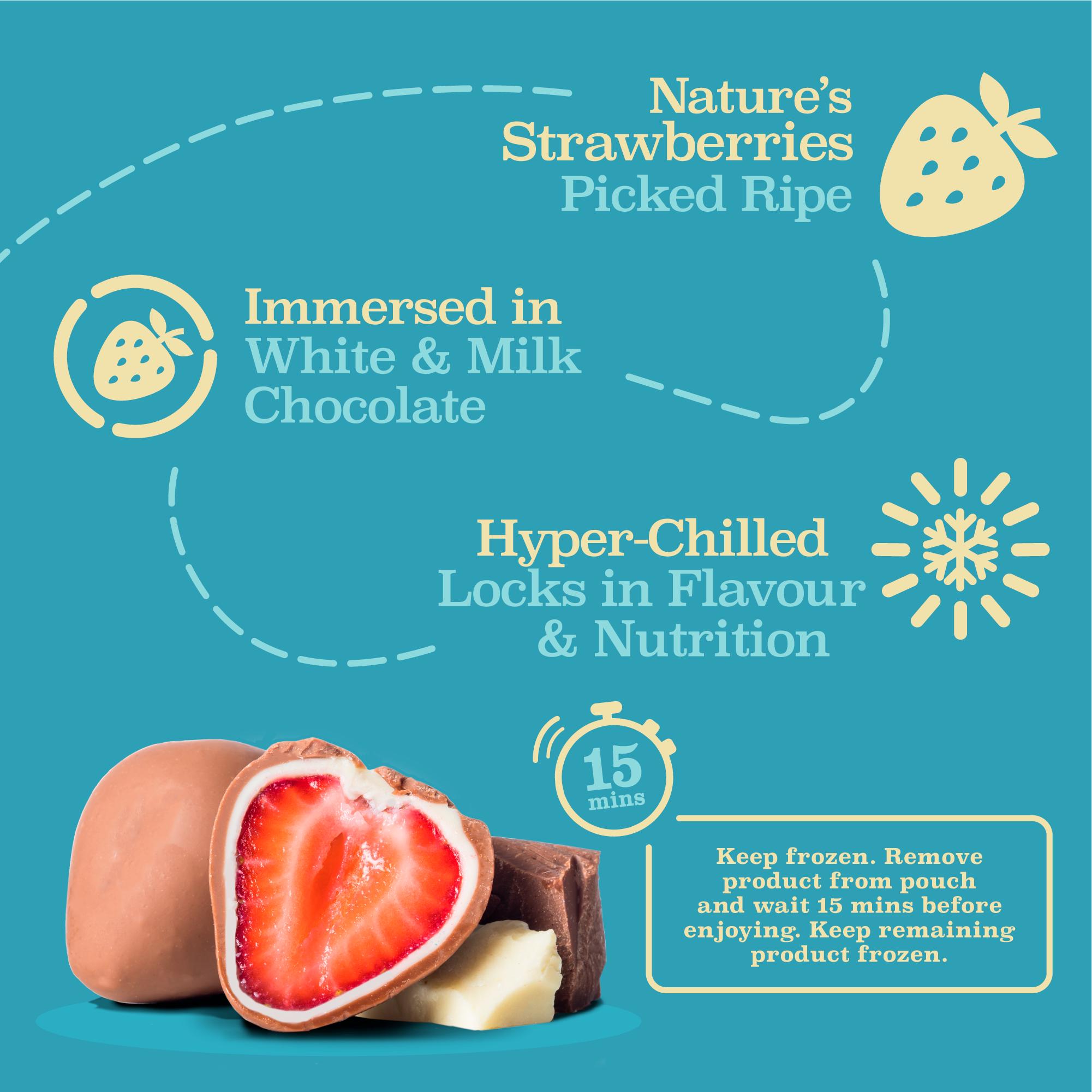 trufru Nature's Strawberries in White & Milk Chocolate 200g thumbnail 4