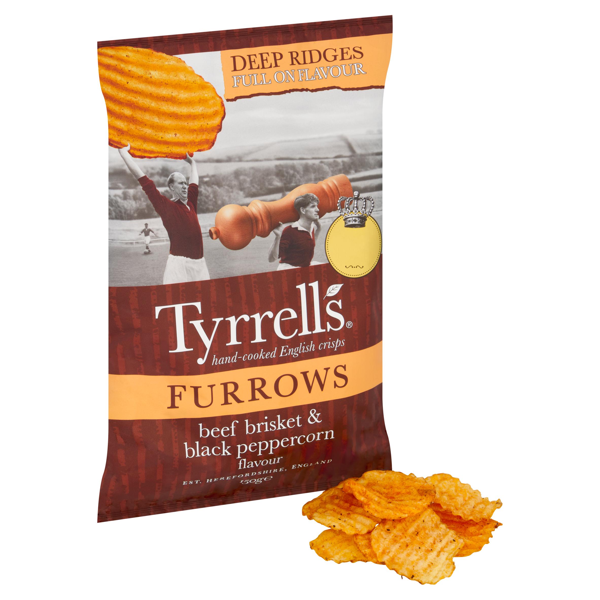 Tyrrells Furrows Beef Brisket & Black Peppercorn Sharing Crisps 150g thumbnail 2