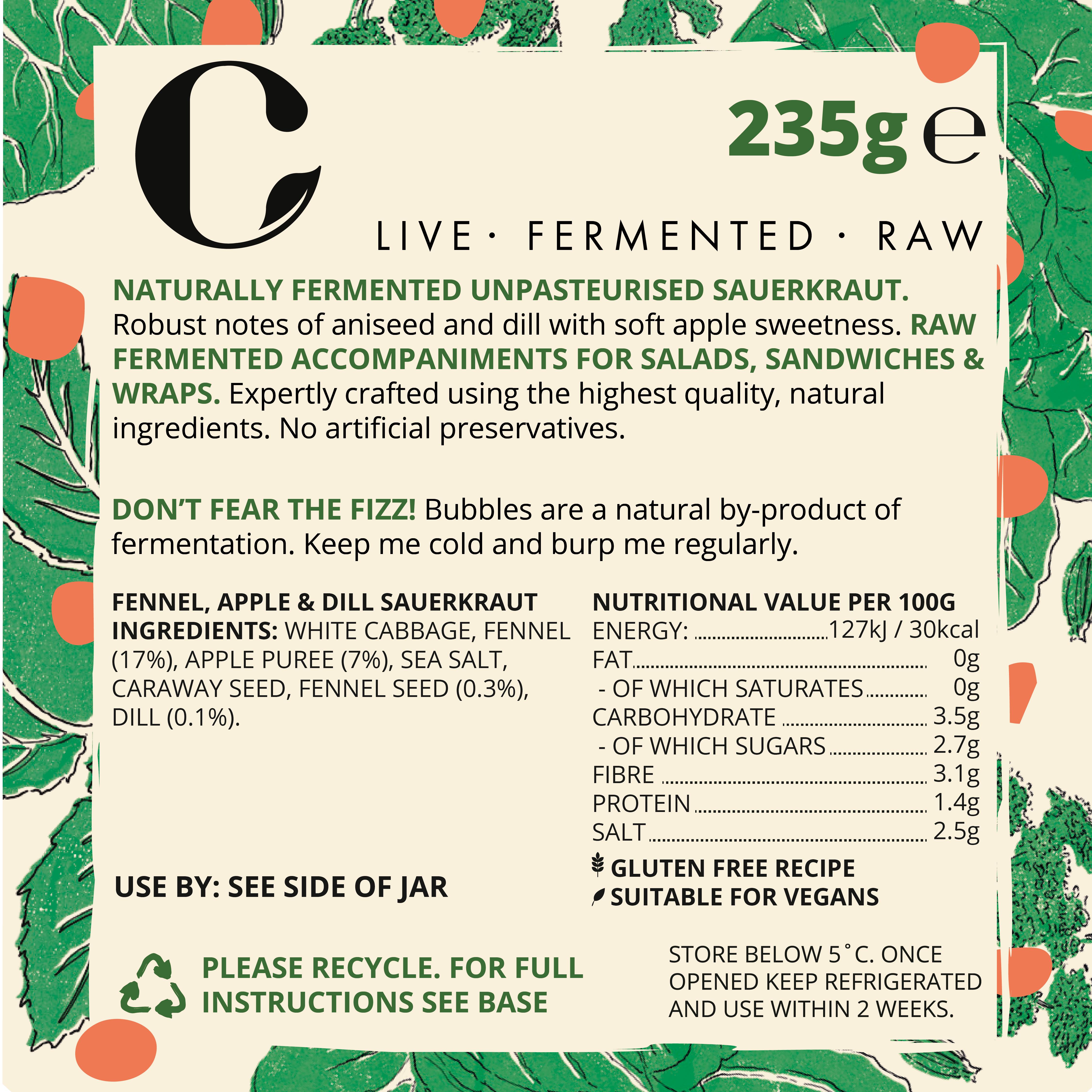 The Cultured Collective Fennel, Apple & Dill Sauerkraut 235g thumbnail 5
