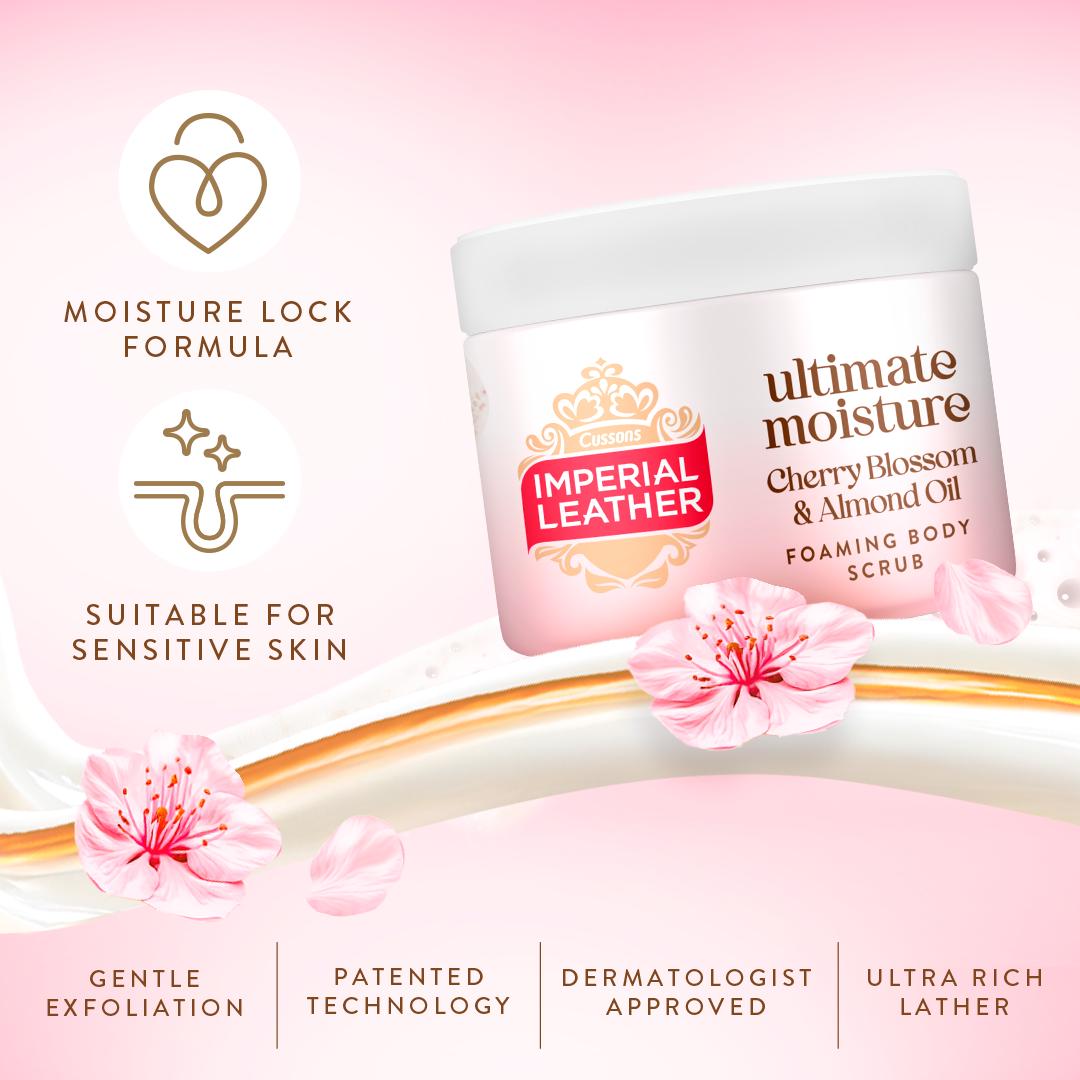 Imperial Leather Ultimate Moisture Cherry Blossom & Almond Oil Foaming Body Scrub 225ml thumbnail 2