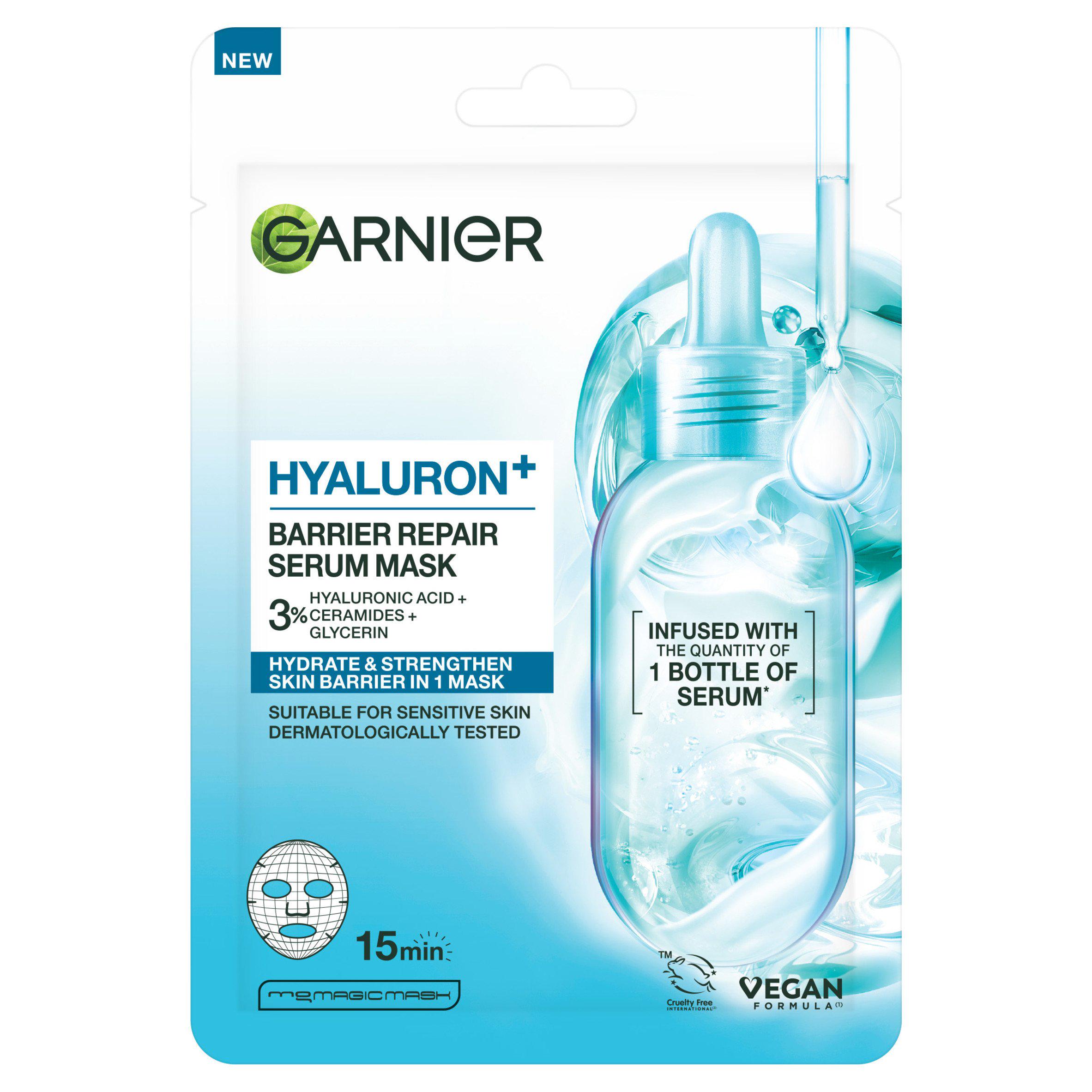 Garnier Hyaluron+ Barrier Repair Serum Face Mask, Enriched with Hyaluronic Acid + Ceramides