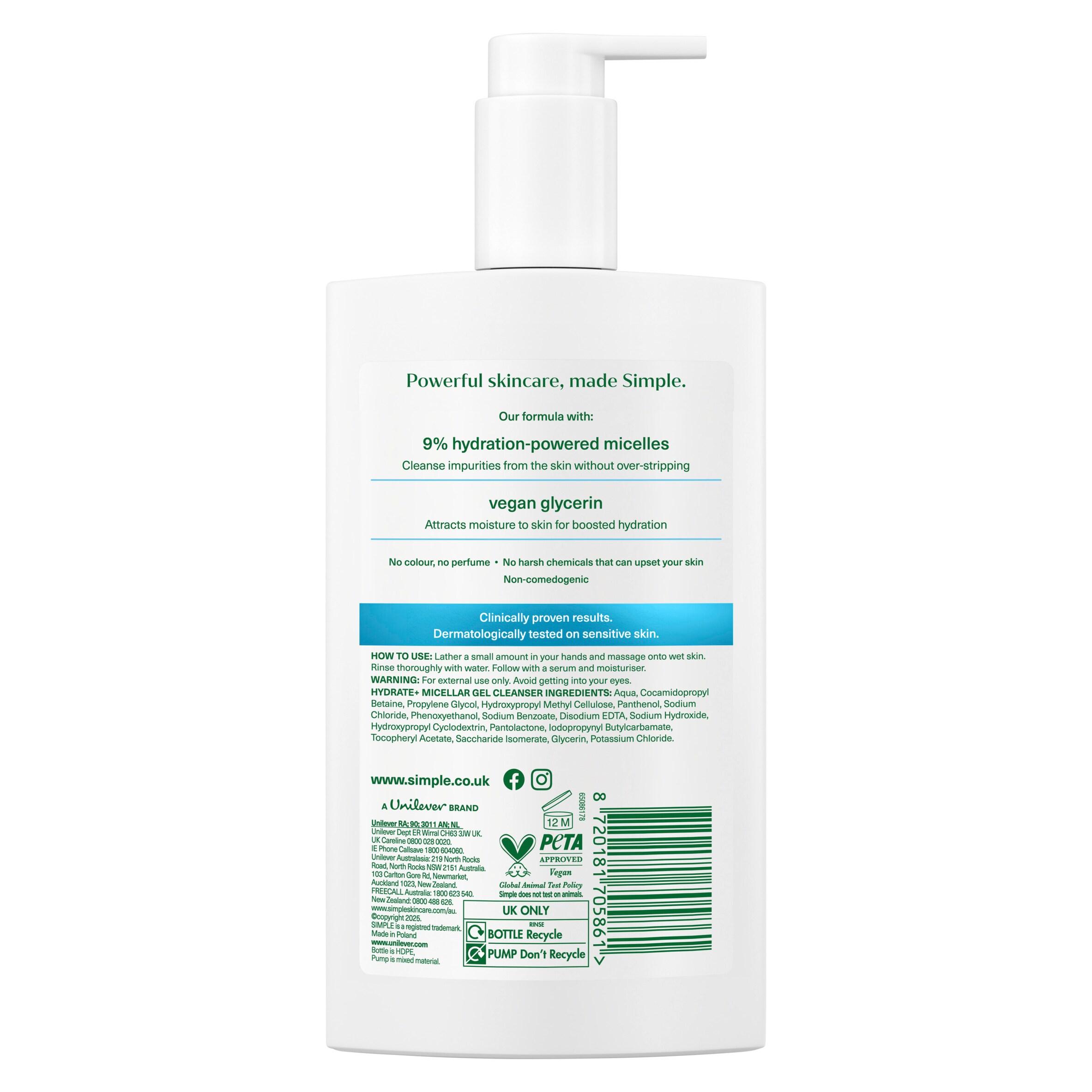Simple Micellar Facial Cleanser Hydrate+ 240ml thumbnail 6