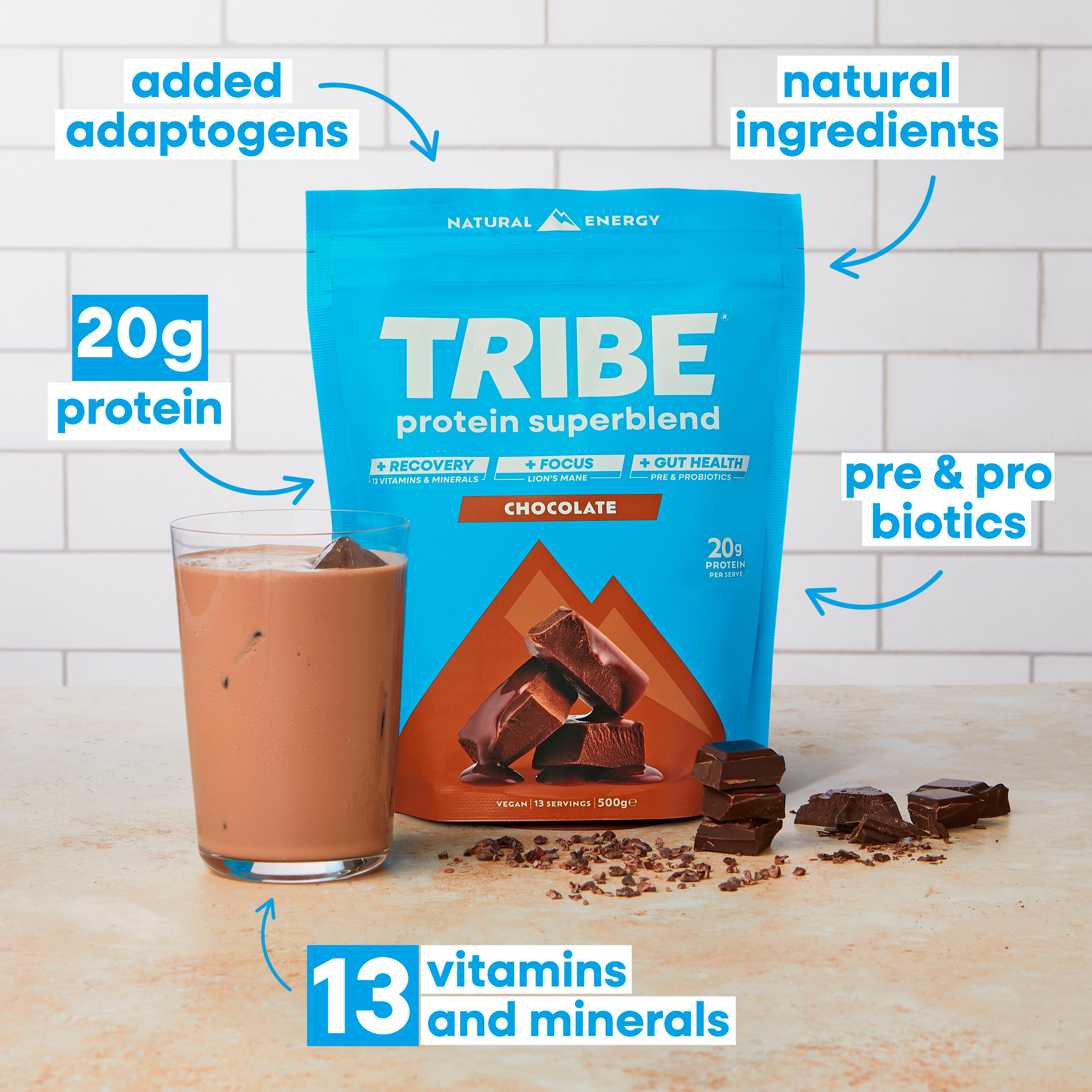 Tribe Protein Superblend Chocolate 500g thumbnail 3