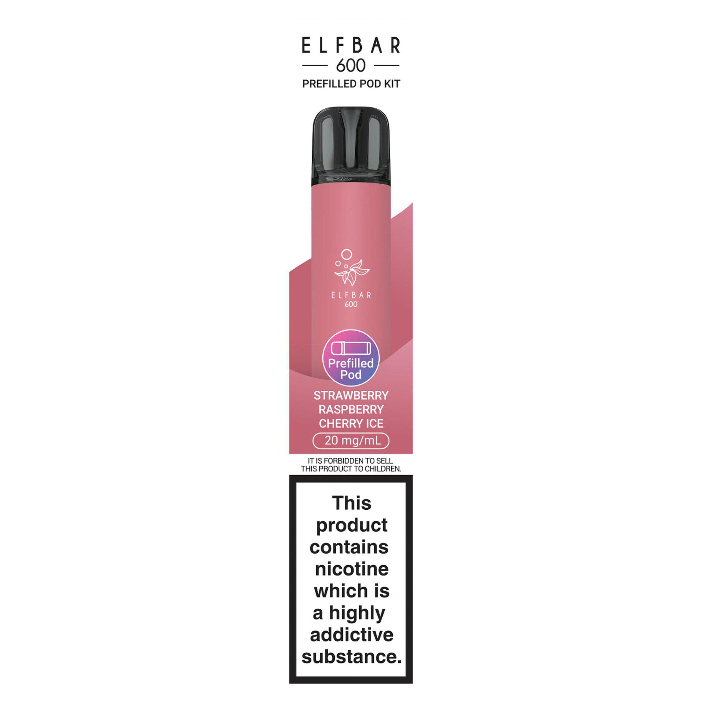 Elf Bar 600 Strawberry Raspberry Cherry Ice Prefilled Pod Kit
