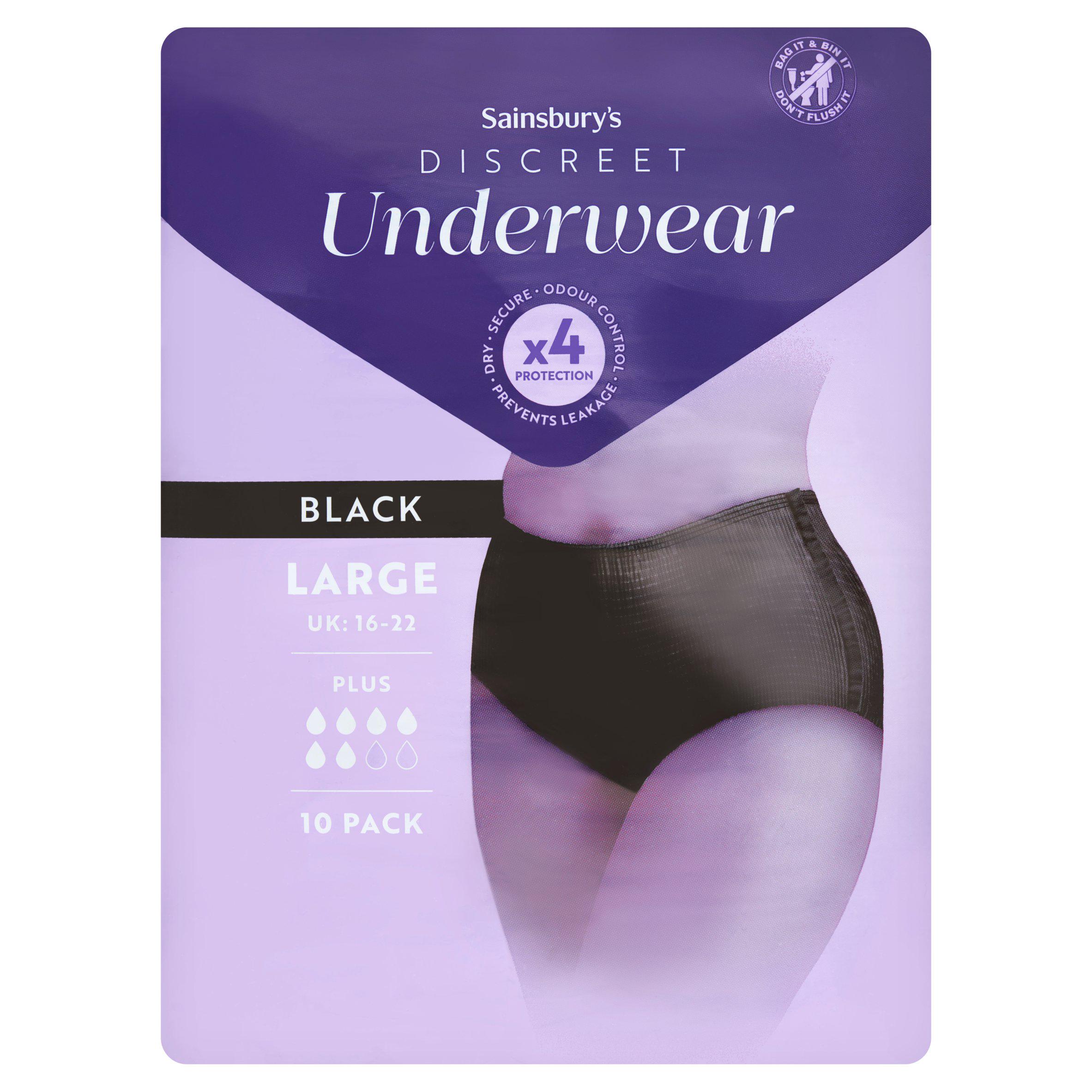Sainsbury's Discreet Underwear Black Large x10