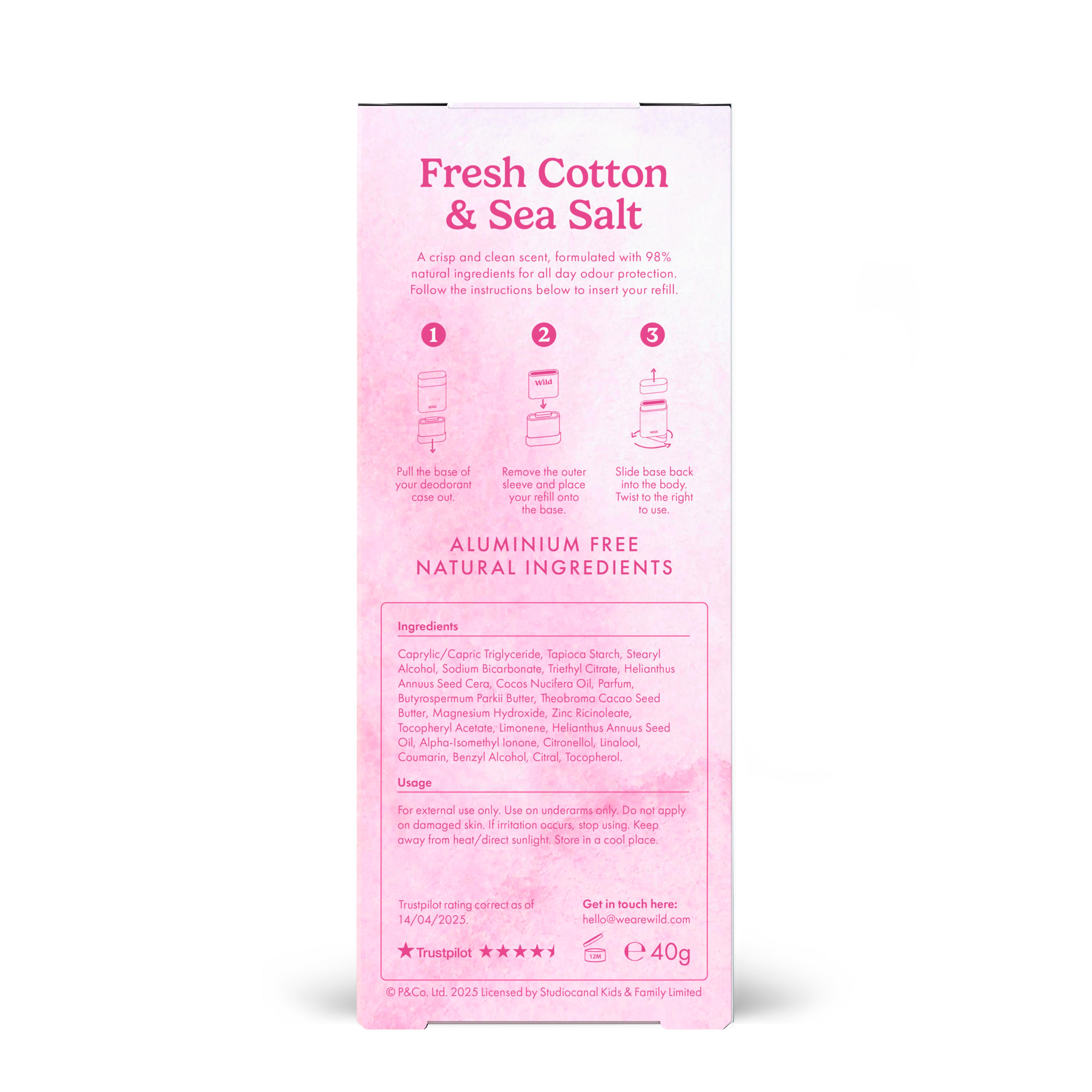 Wild Fresh Cotton & Sea Salt Refillable Natural Deodorant 40g thumbnail 6