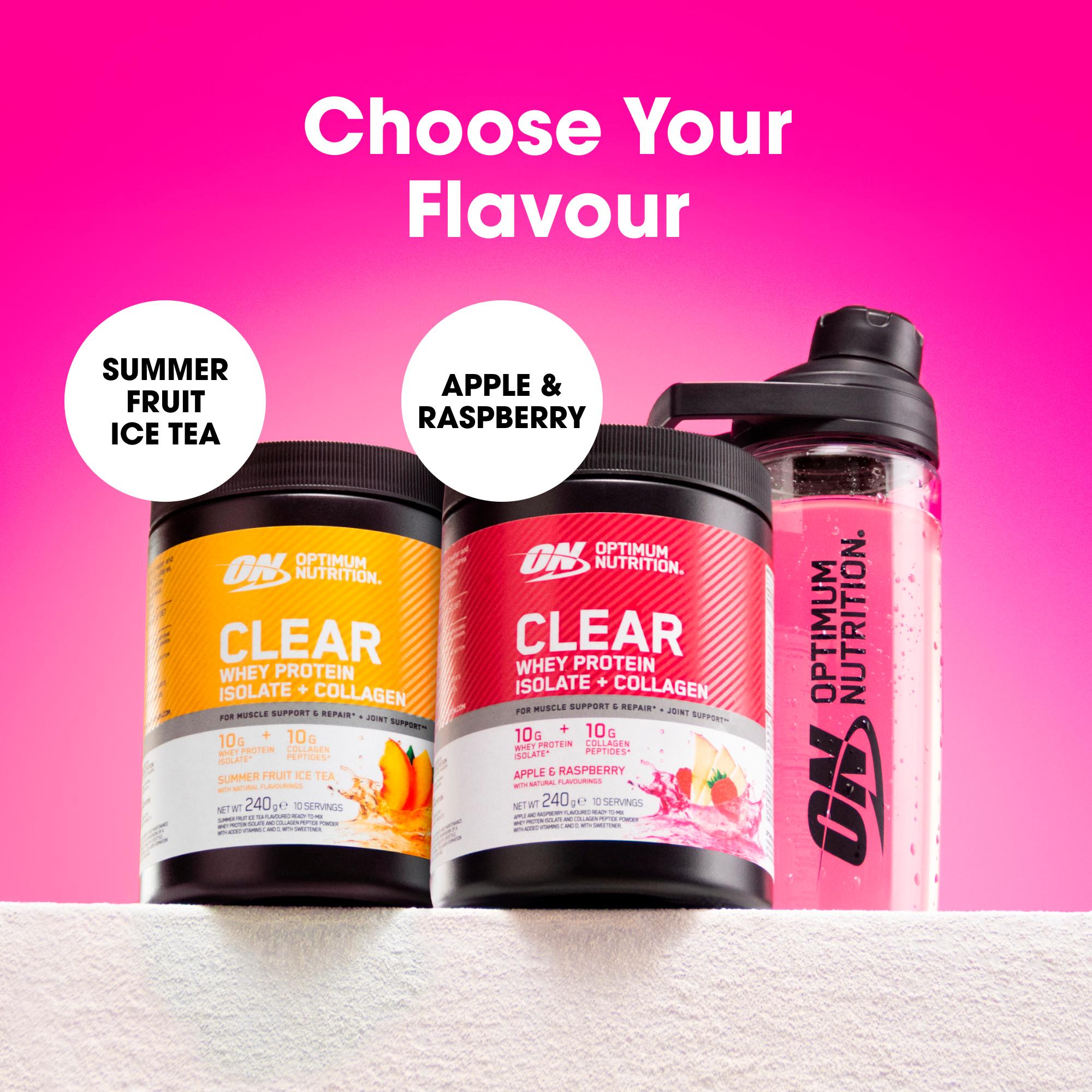 Optimum Nutrition Clear Whey Protein Isolate + Collagen Powder Apple & Raspberry 240g thumbnail 5