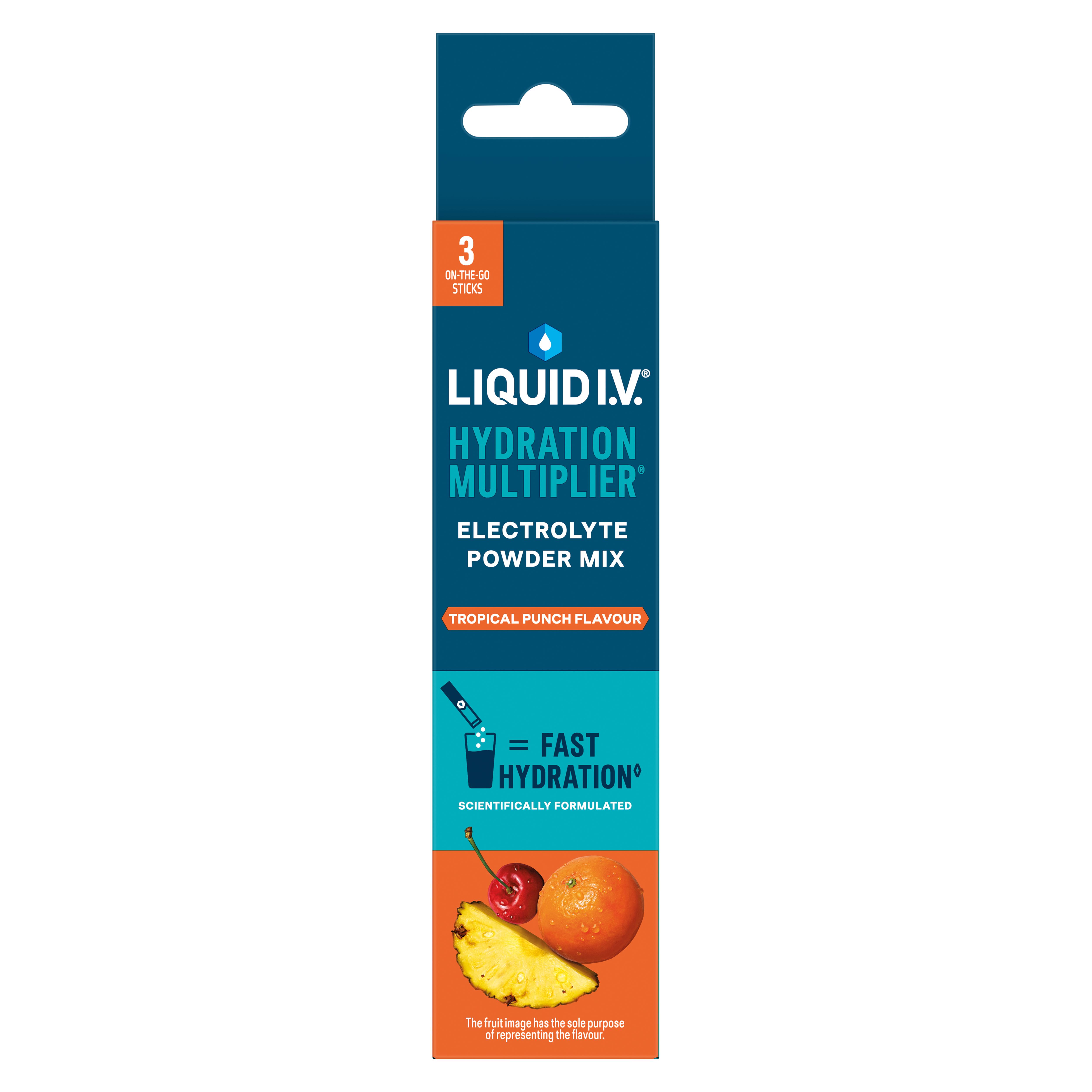 Liquid IV Hydration Multiplier Electrolyte Powder Mix Food Supplement Tropical Punch Sachets x3 thumbnail 2