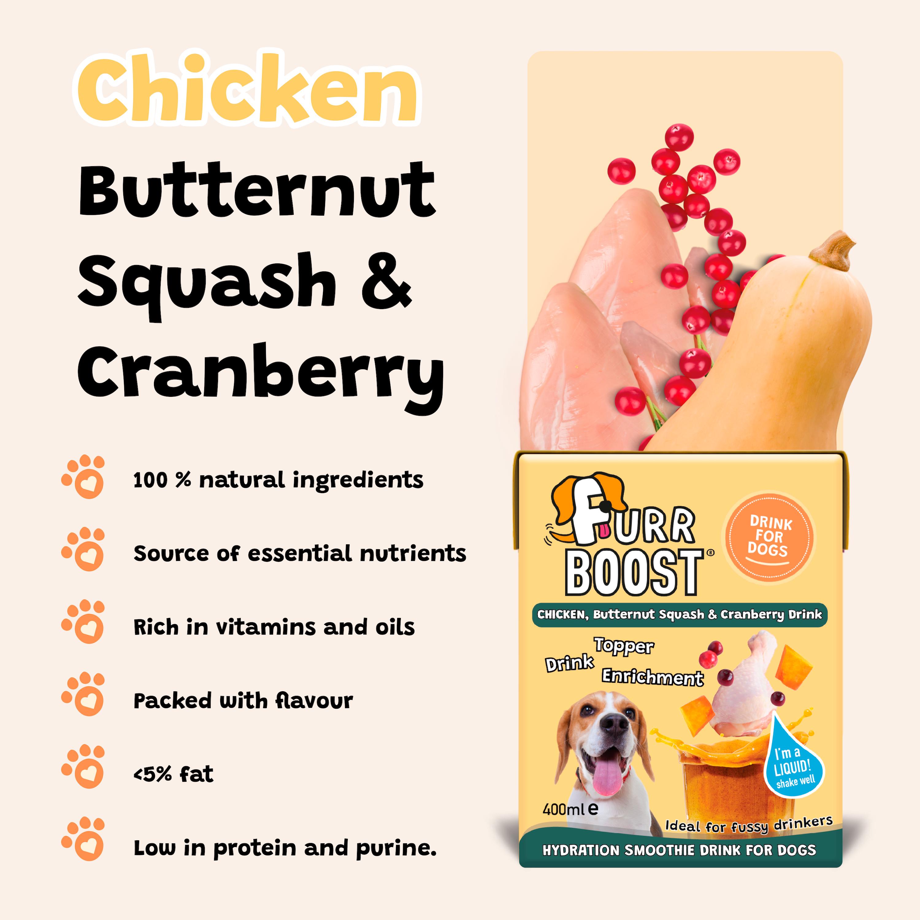 Furr Boost Chicken, Butternut Squash & Cranberry Drink for Dogs 400ml thumbnail 2