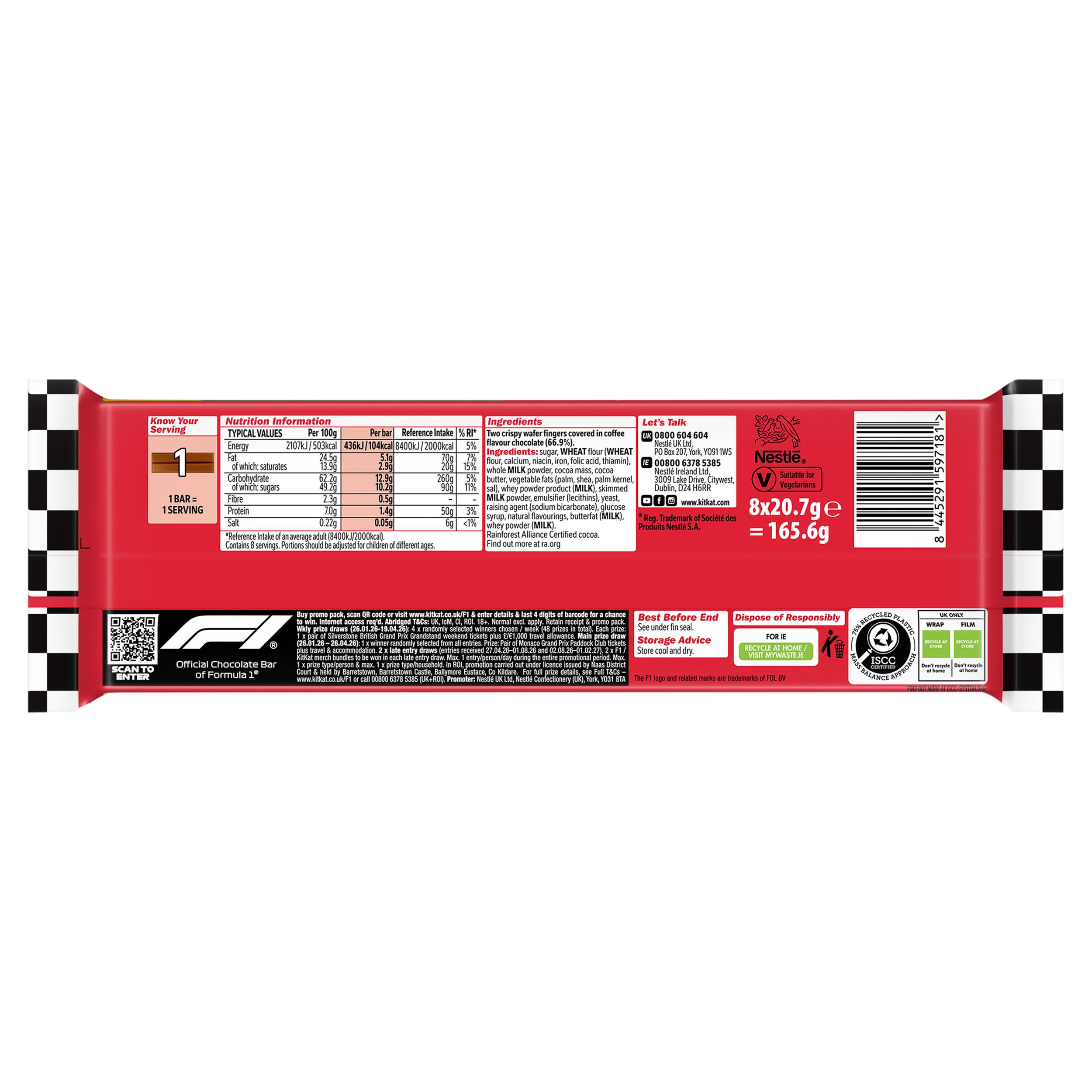 KitKat 2 Finger Mocha Flavour Chocolate Biscuit Bars Multipack 8 x 20.7g thumbnail 2