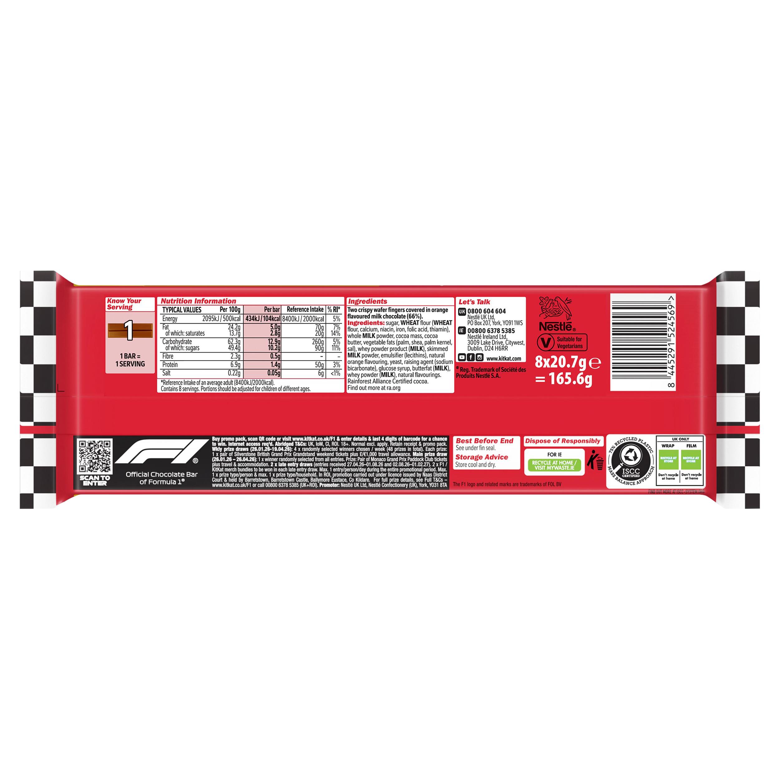 KitKat 2 Finger Orange Chocolate Biscuit Bar Multipack 8 x 20.7g thumbnail 3