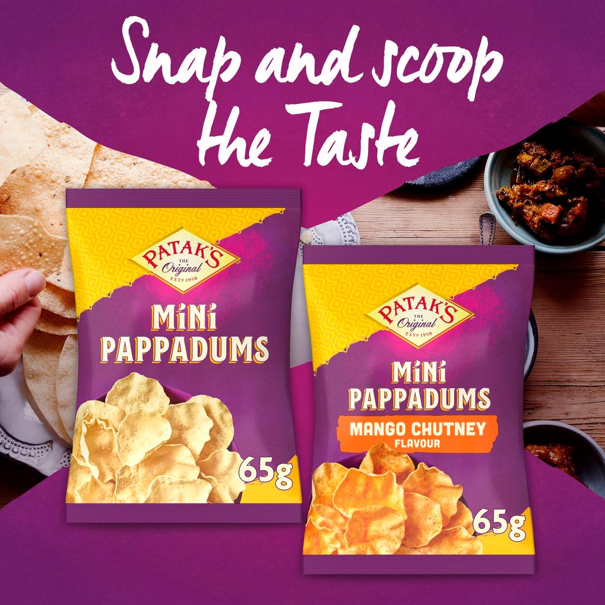 Patak's Mango Chutney Flavour Mini Pappadums 65g thumbnail 2