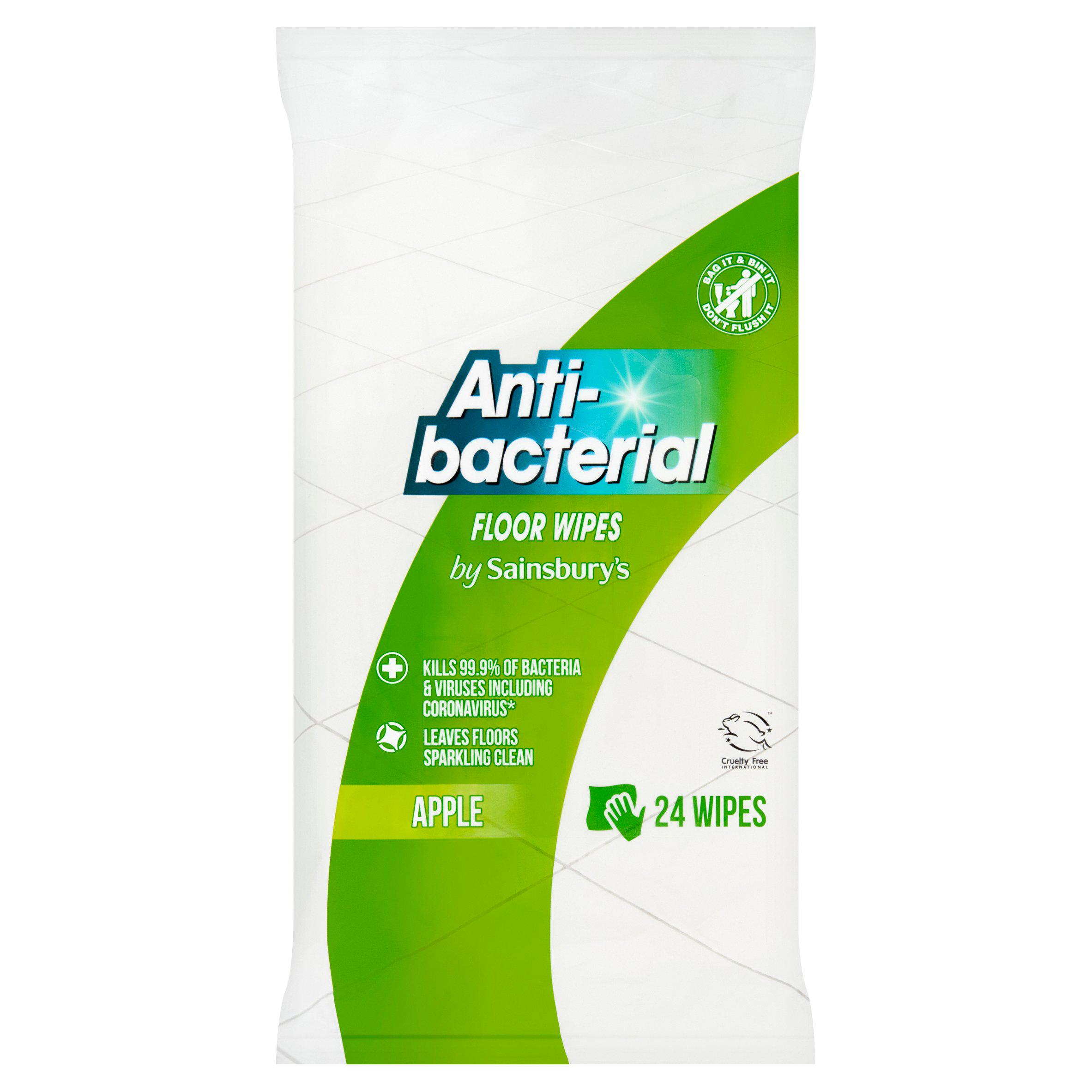Sainsbury's Antibacterial Apple Floor Wipes x24