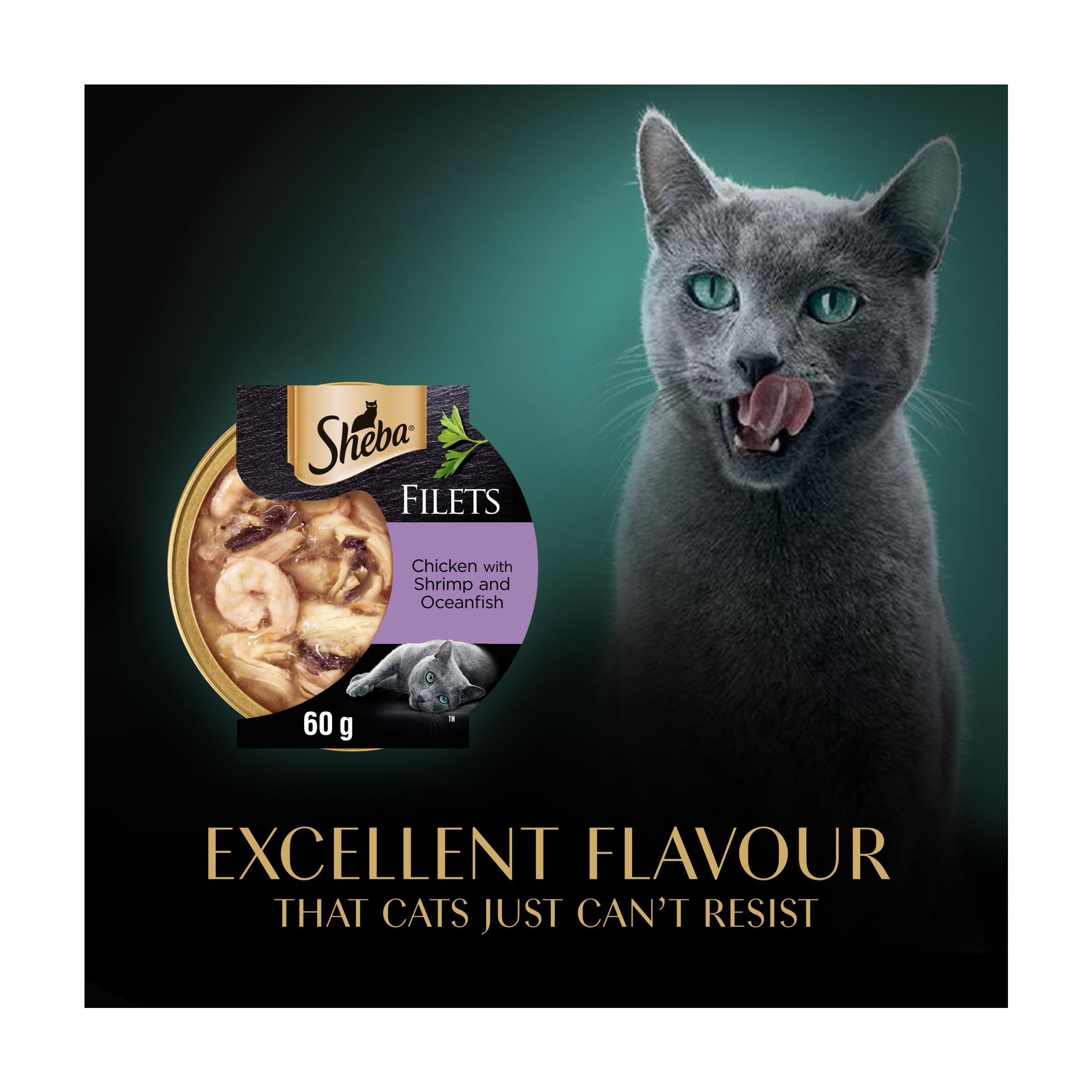 Sheba Fillets Adult Cat Food Tray with Chicken & Fish in Gravy 60g thumbnail 5
