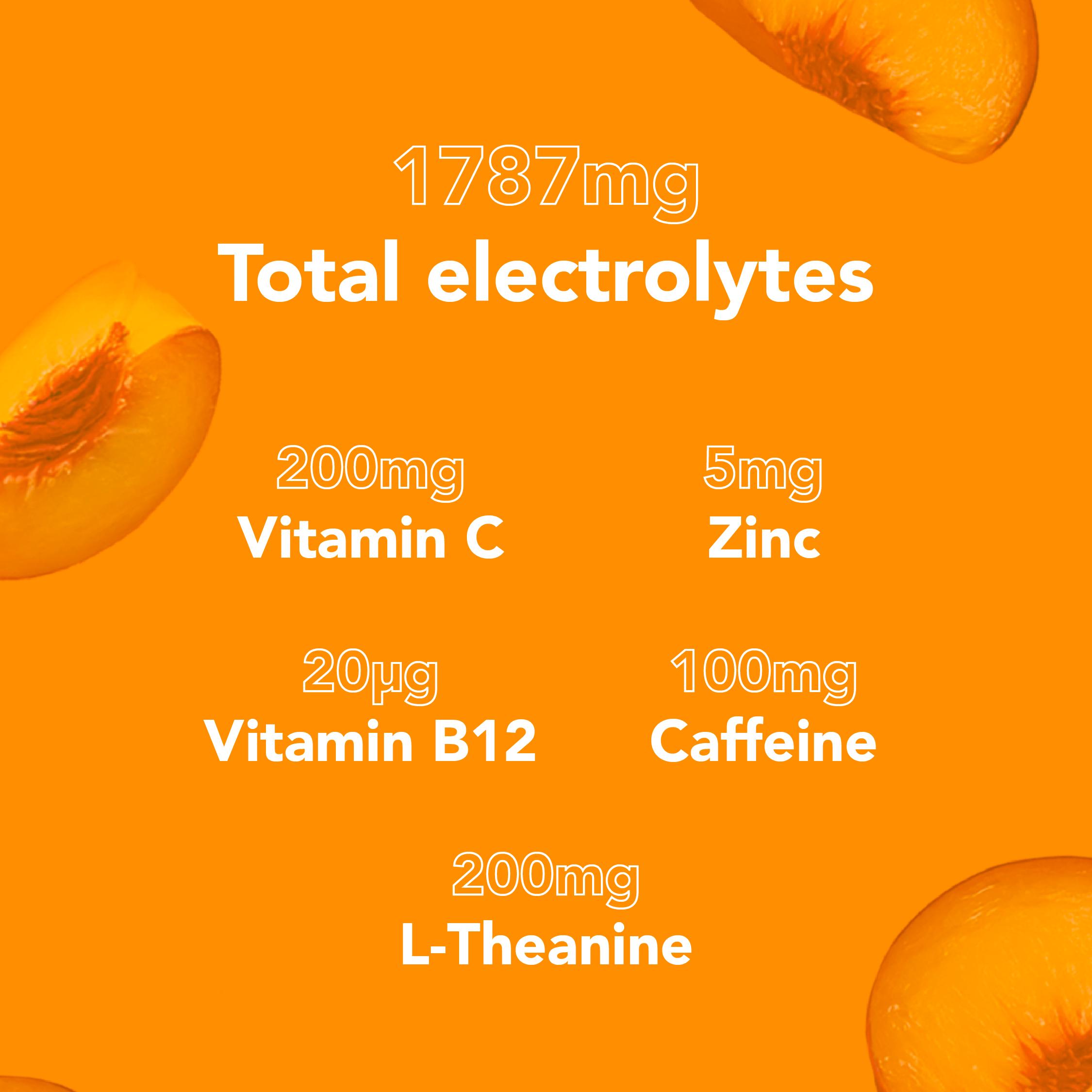 Zooki Electrolytes + Energy & Focus Food Supplement Peach 4.62g thumbnail 2