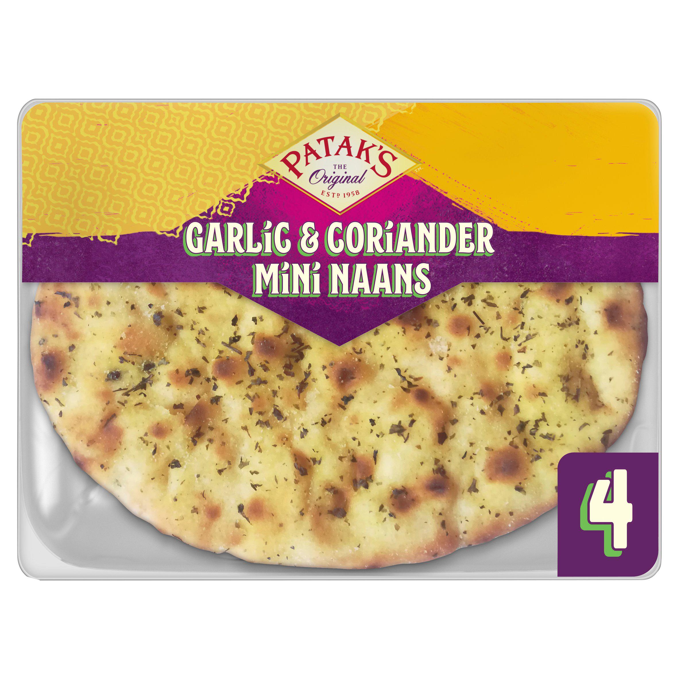 Patak's Garlic & Coriander Mini Naan Breads x4