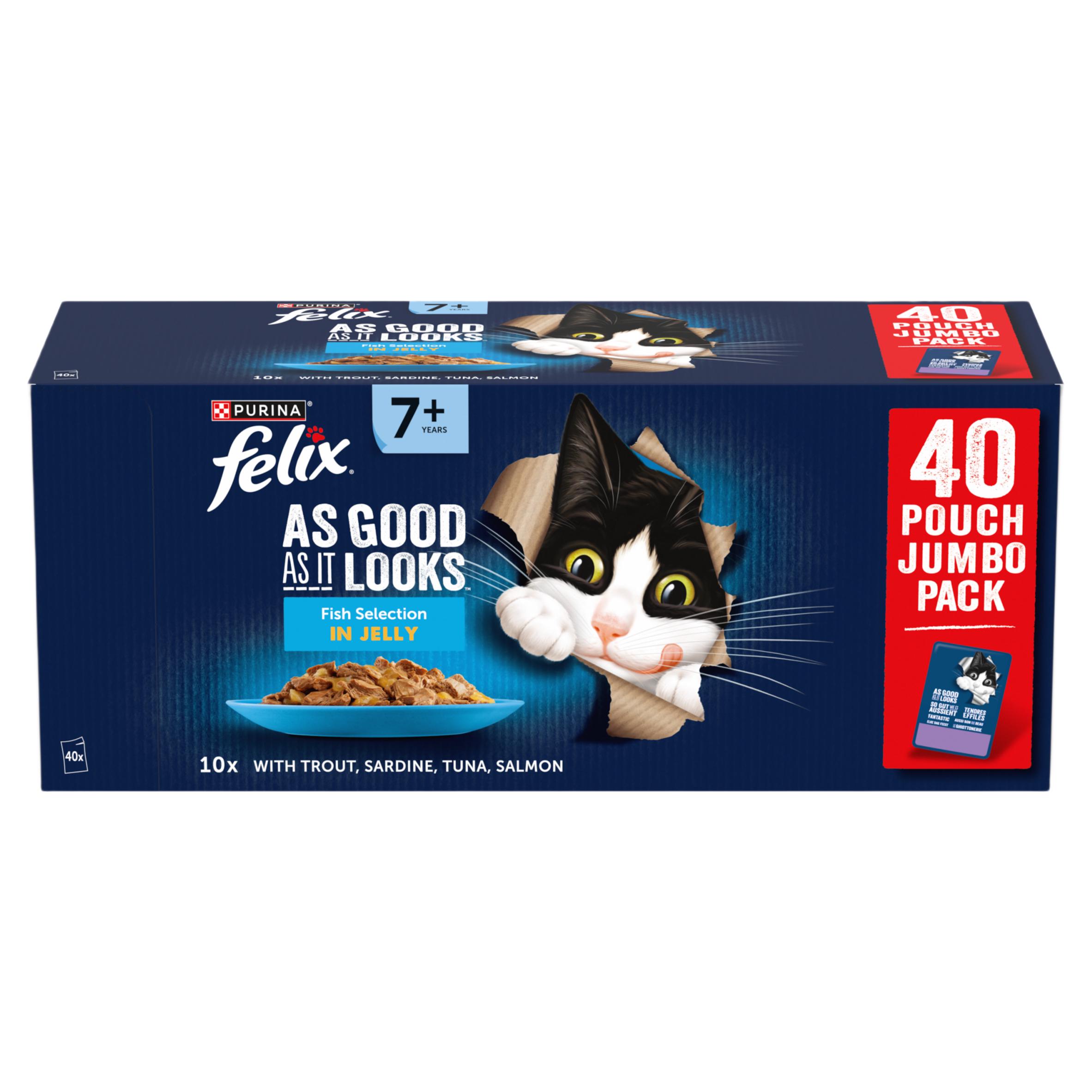Felix As Good As it Looks Senior 7+ Fish Selection in Jelly Cat Food 40 x 85g thumbnail 2