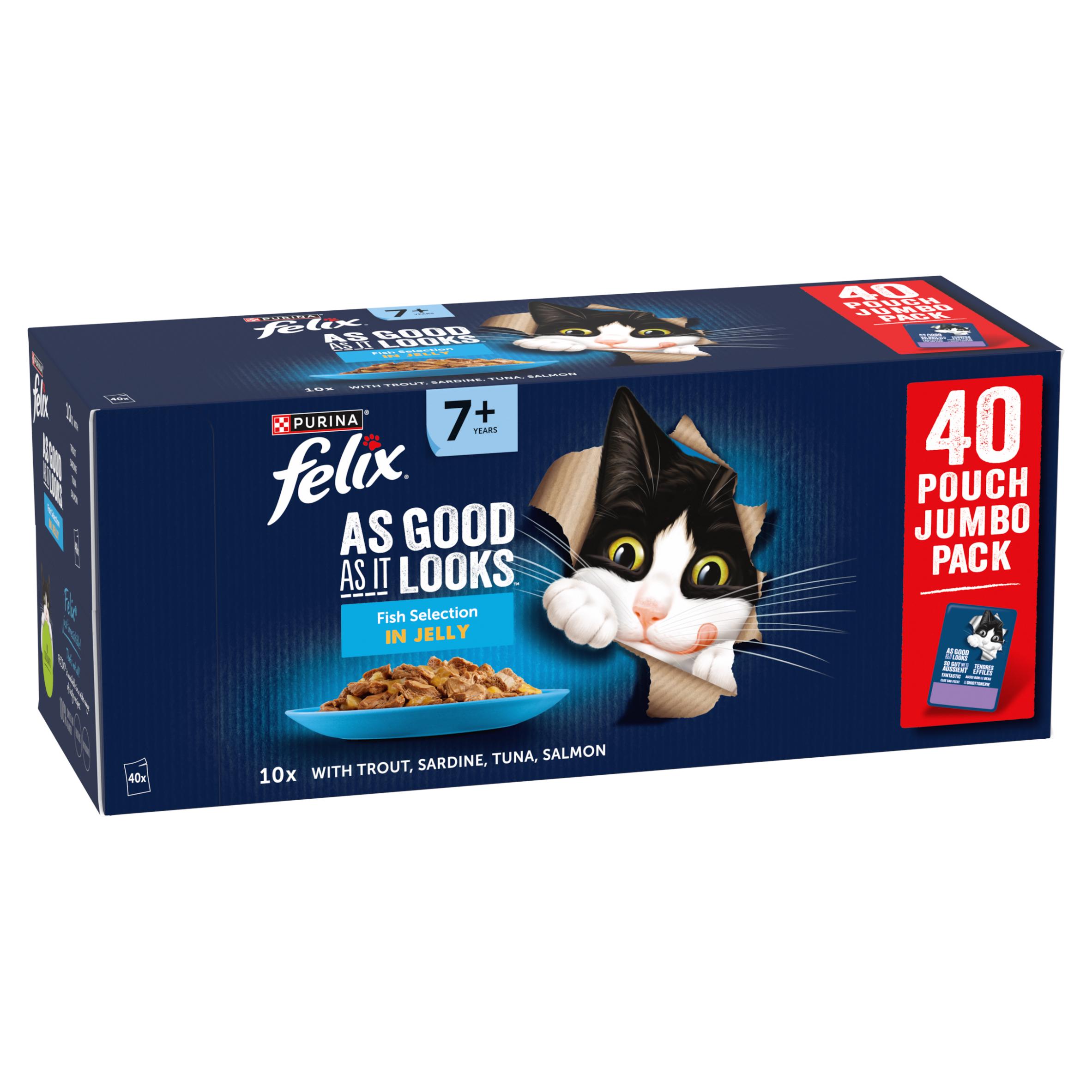 Felix As Good As it Looks Senior 7+ Fish Selection in Jelly Cat Food 40 x 85g thumbnail 3