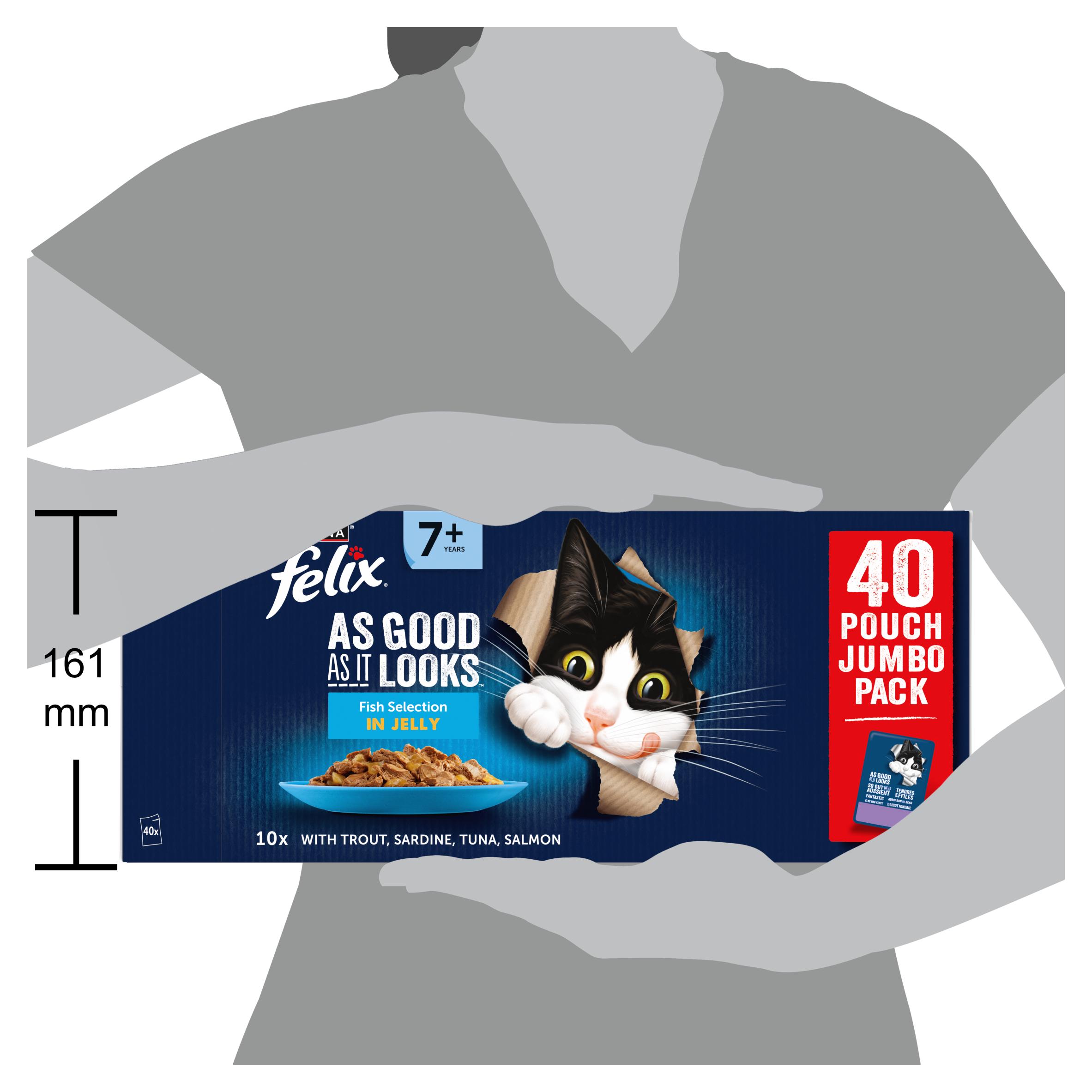 Felix As Good As it Looks Senior 7+ Fish Selection in Jelly Cat Food 40 x 85g thumbnail 4
