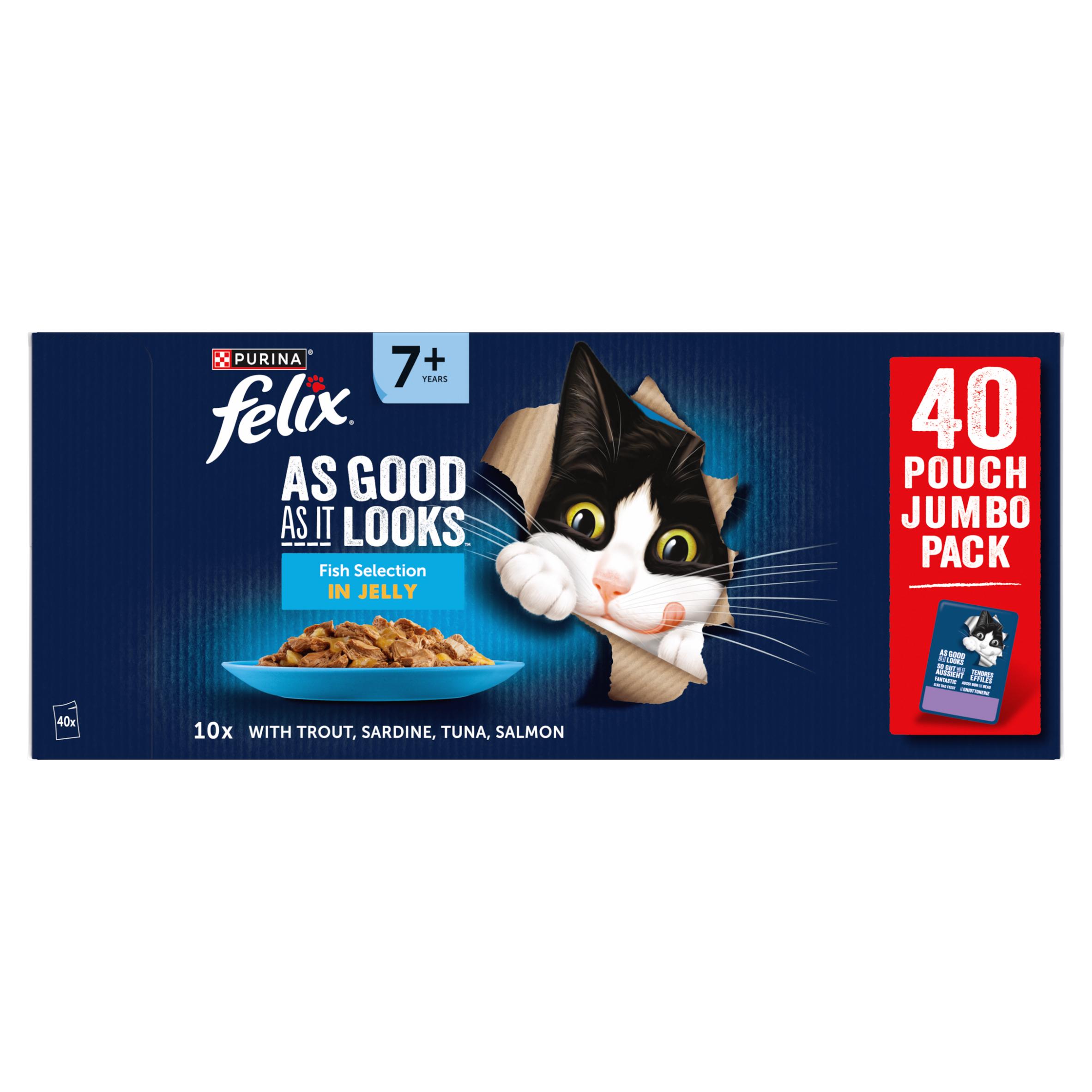 Felix As Good As it Looks Senior 7+ Fish Selection in Jelly Cat Food 40 x 85g thumbnail 5