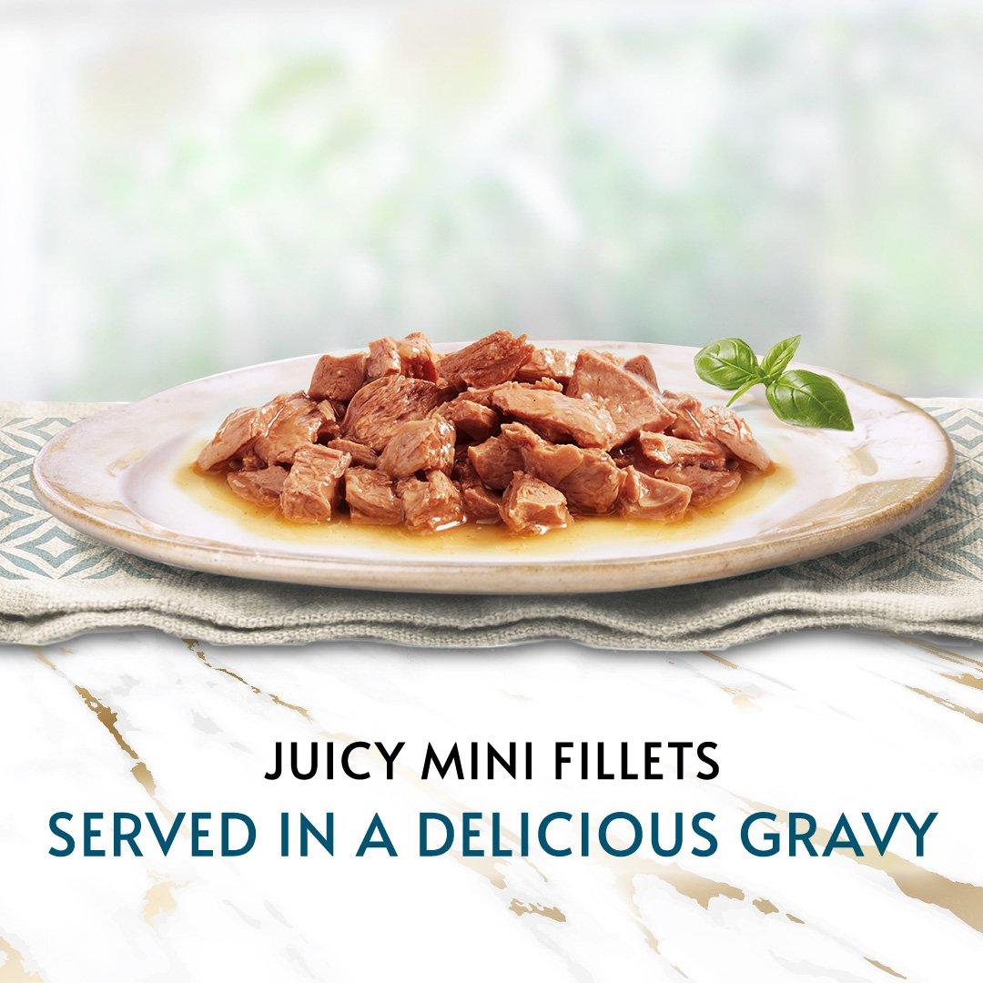 Gourmet Perle Senior 7+ Mini Fillets in Gravy Wet Cat Food 40 x 85g thumbnail 3