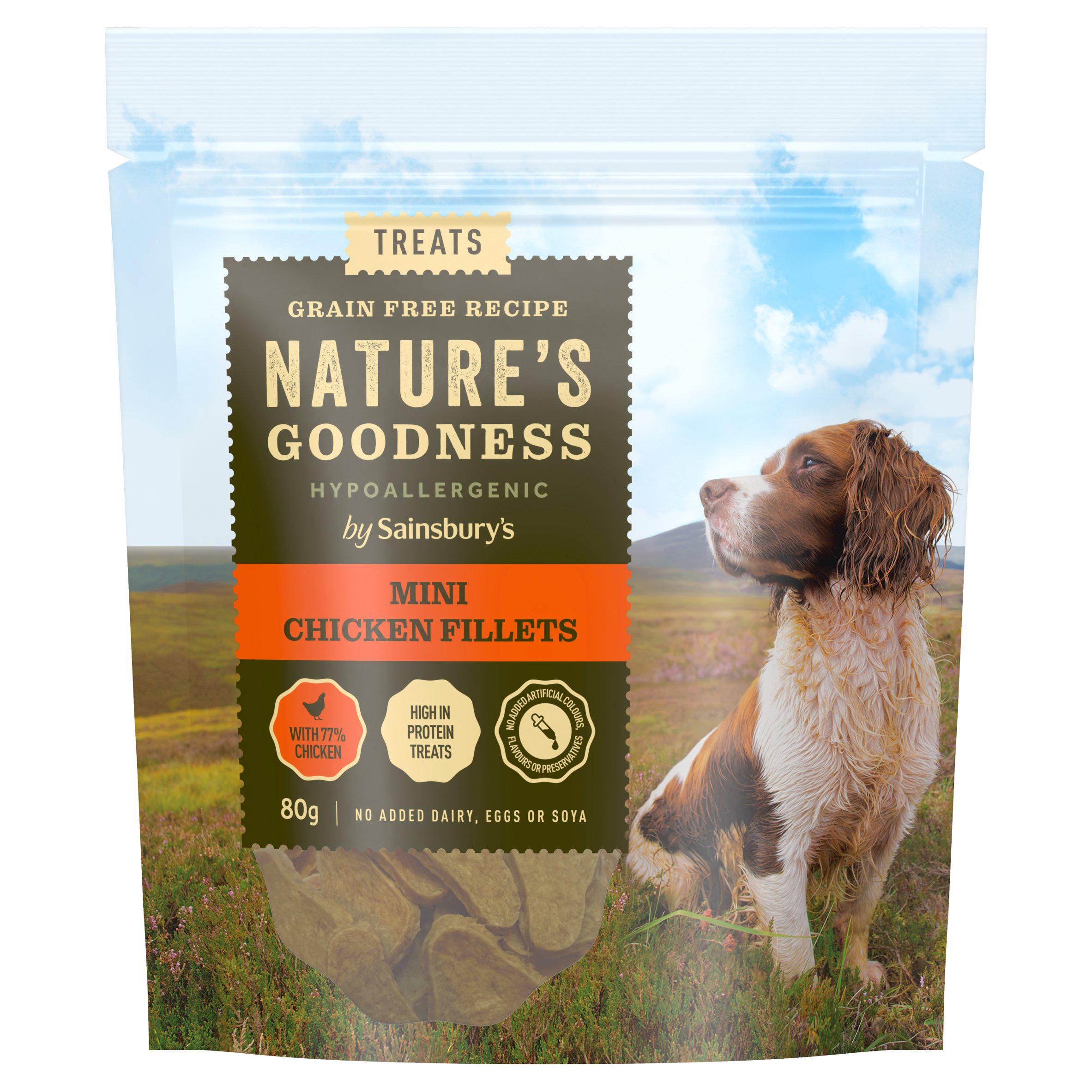 Sainsbury's 80g Nature Goodness Hypoallergenic Mini Chicken Fillets Dog Treats