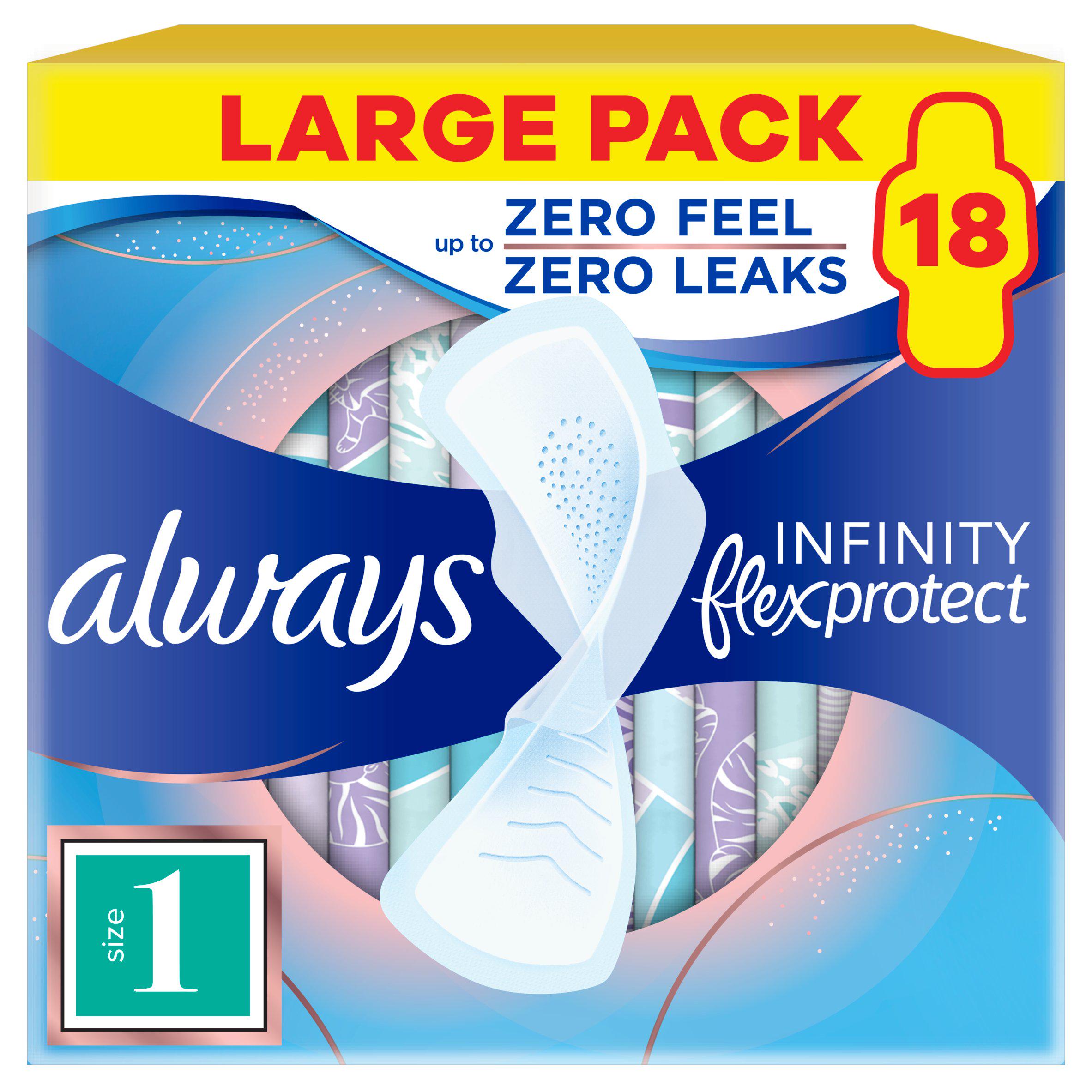 Always Flexprotect Sanitary Towels Normal Size 1 with Wings Pads x18