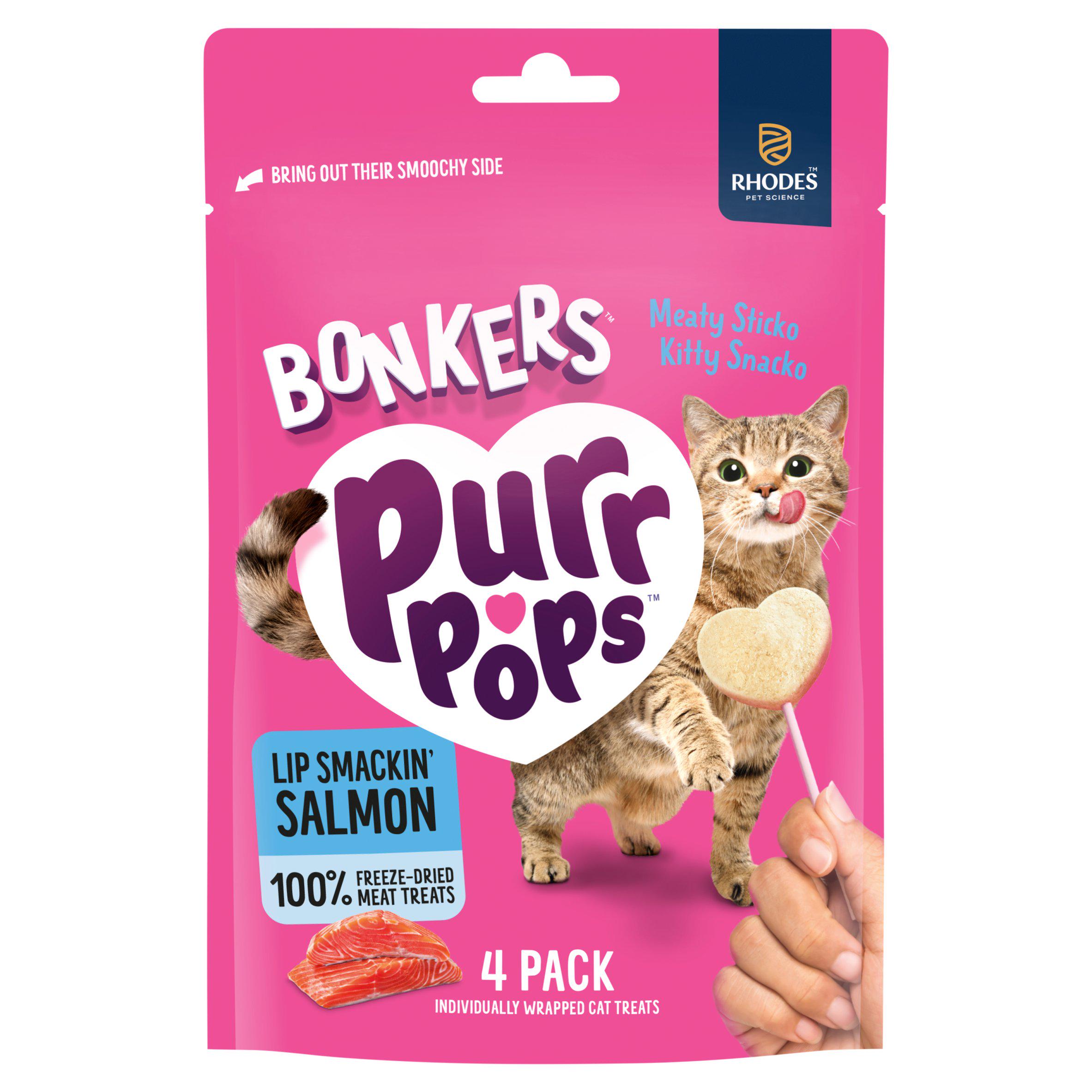 Bonkers Purr Pops Freeze-Dried Cat Treats - Lip Smackin' Salmon 4 Pack 5.6g