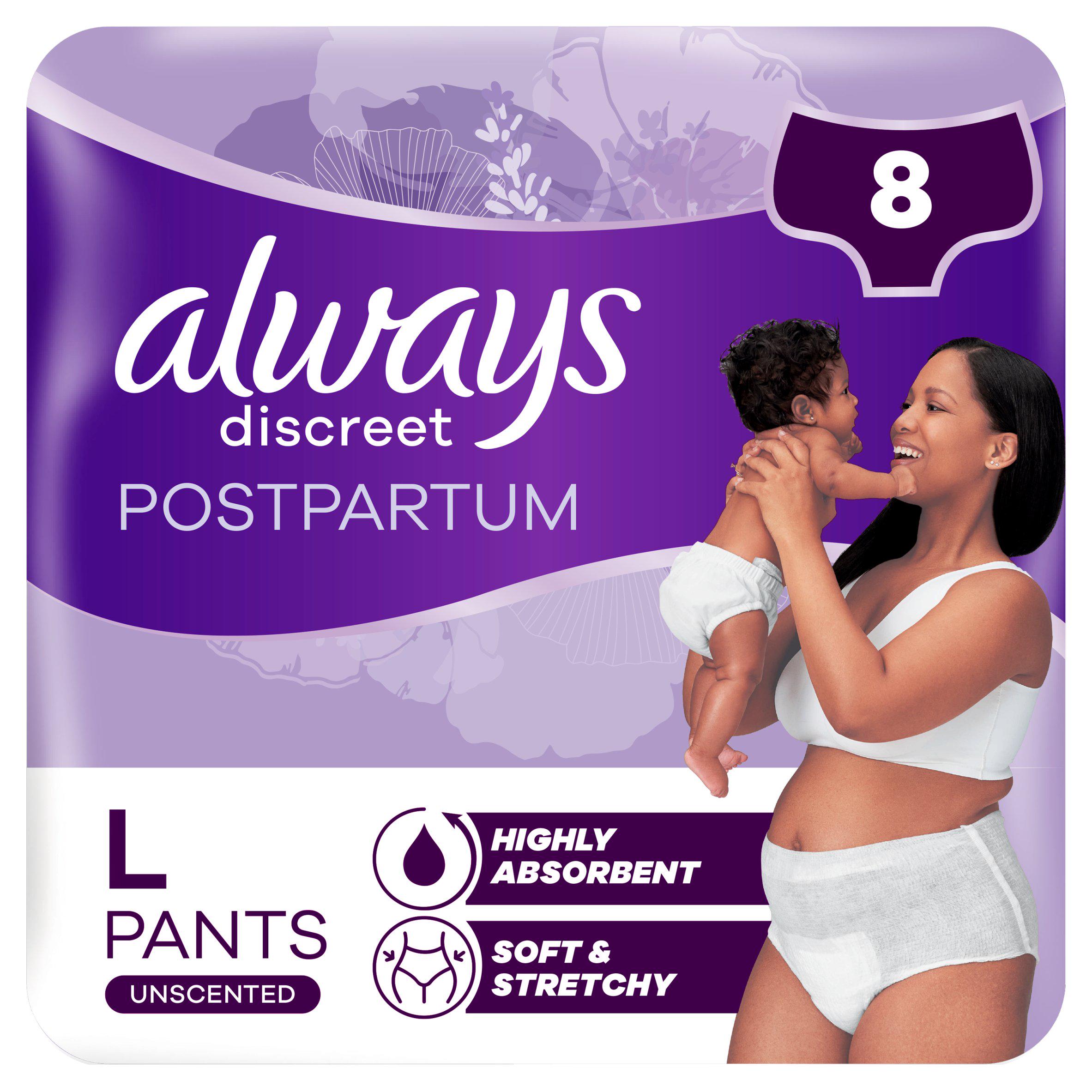 Always Discreet Postpartum & Adult Incontinence Pants Size L
