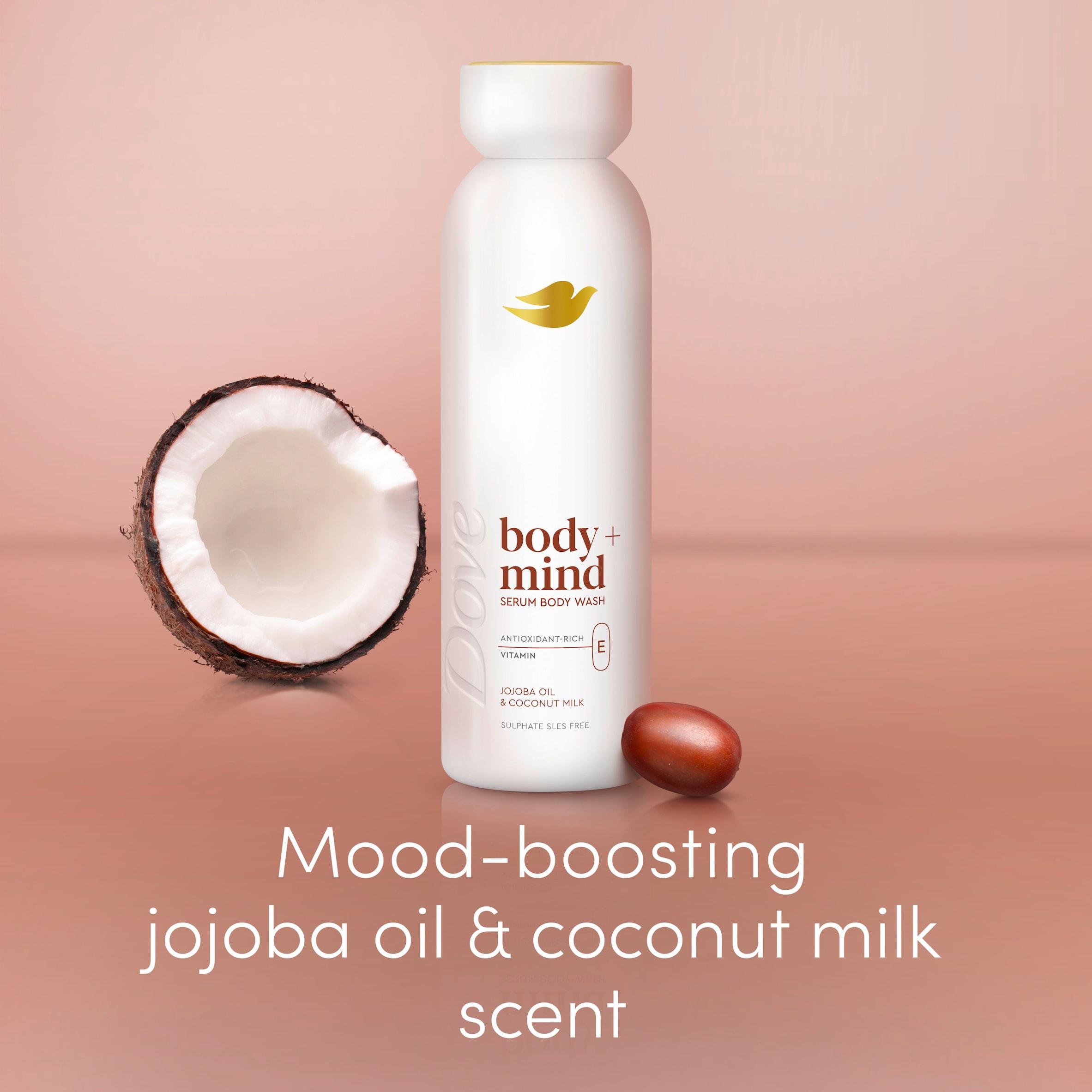 Dove 350ml Body + Mind Jojoba Oil & Coconut Milk Serum Body Wash thumbnail 3