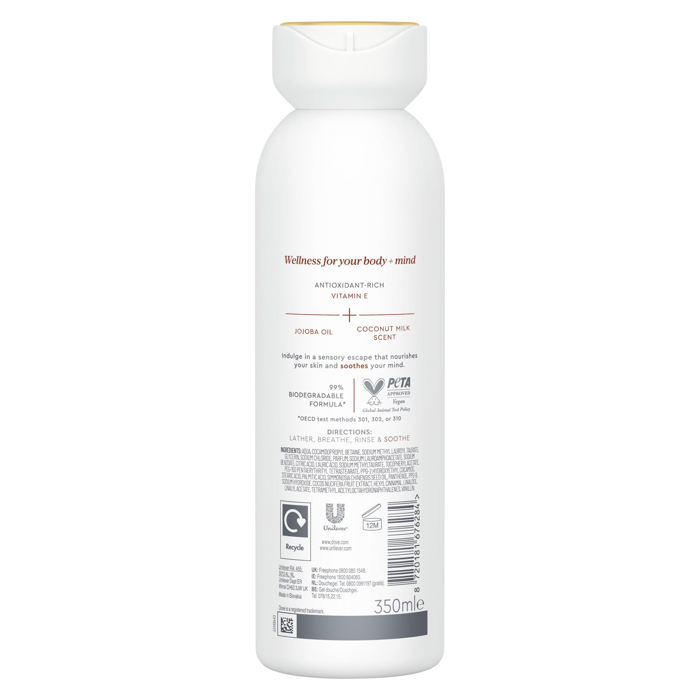 Dove 350ml Body + Mind Jojoba Oil & Coconut Milk Serum Body Wash thumbnail 6