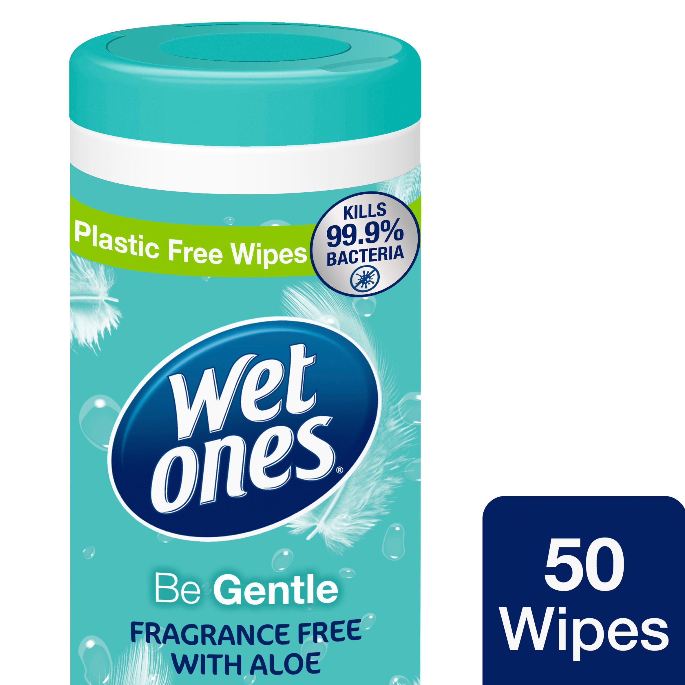 Wet Ones Be Gentle Fragrance Free with Aloe Antibacterial Hand Wipes x50