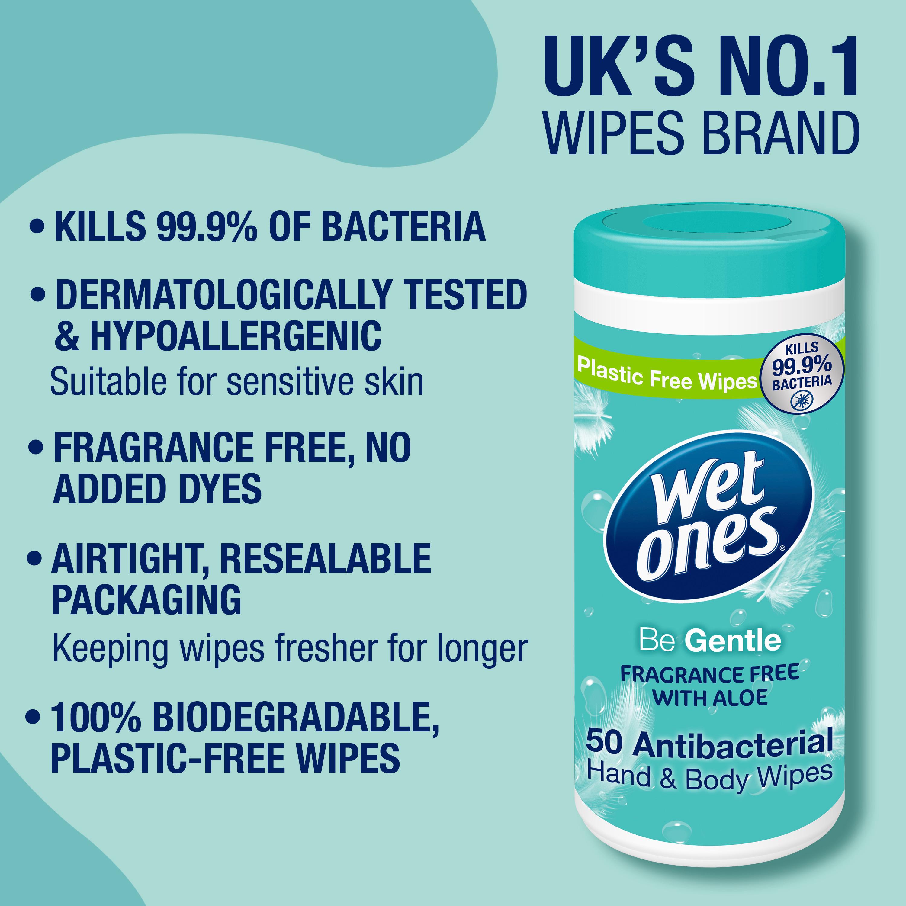 Wet Ones Be Gentle Fragrance Free with Aloe Antibacterial Hand Wipes x50 thumbnail 2