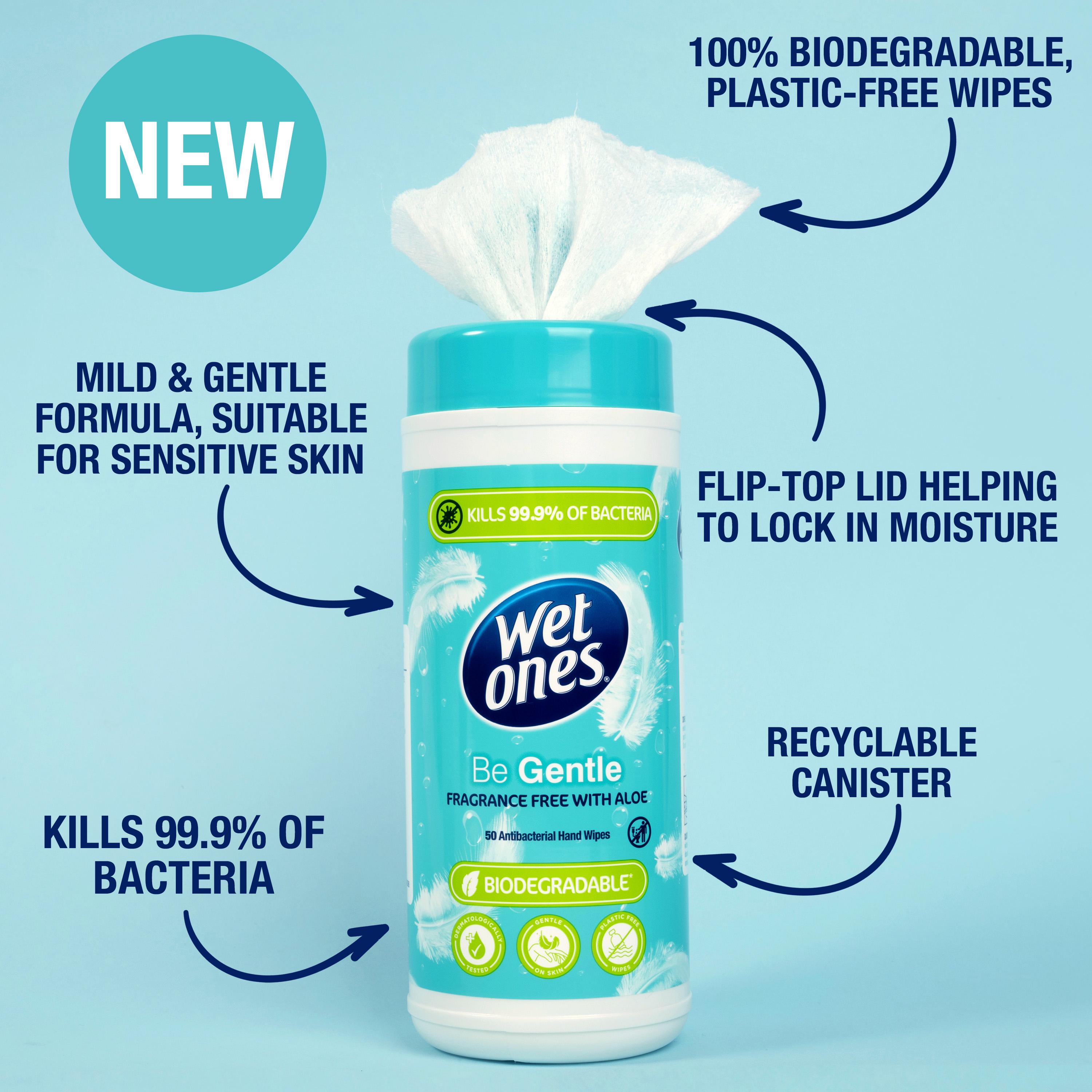 Wet Ones Be Gentle Fragrance Free with Aloe Antibacterial Hand Wipes x50 thumbnail 3