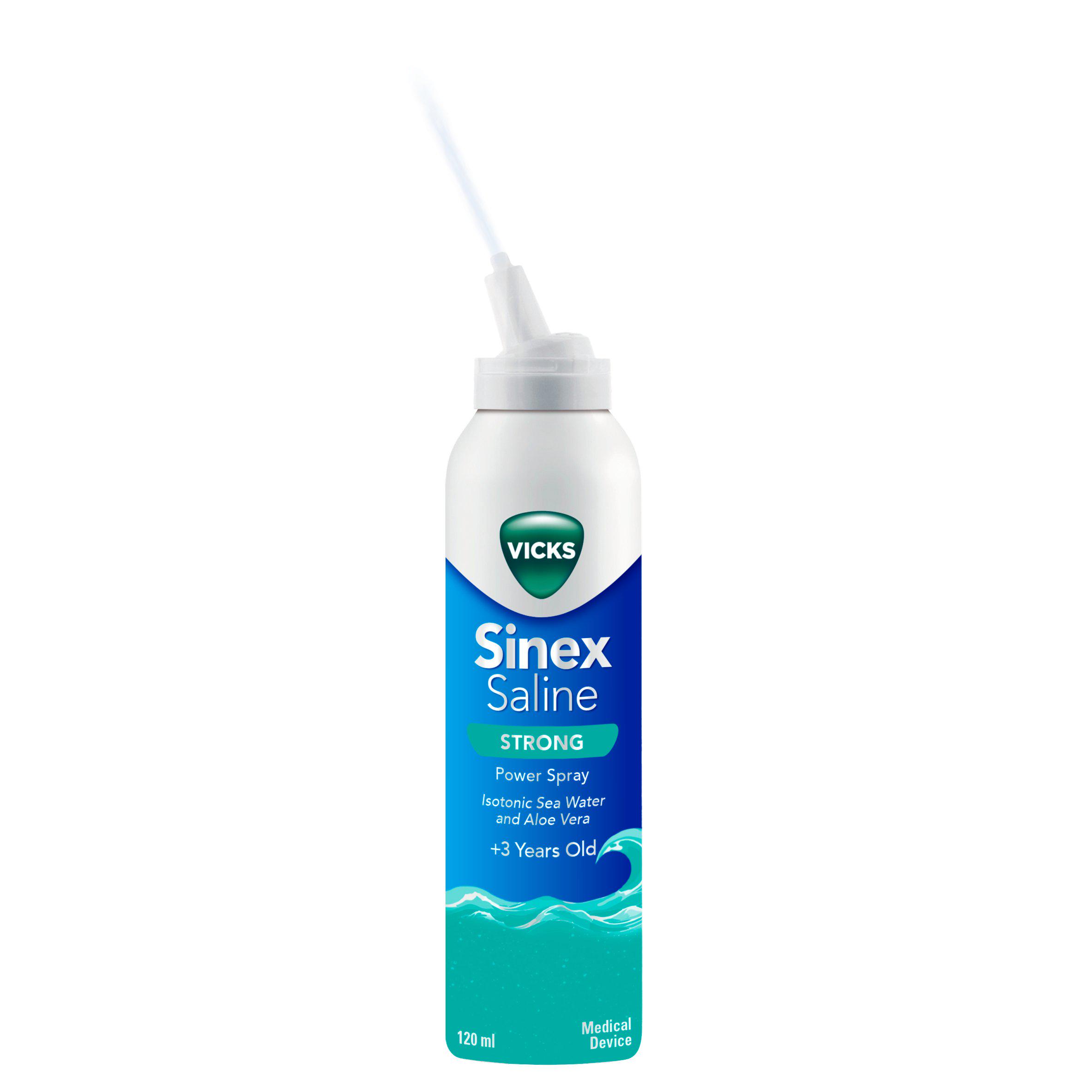 Vicks Sinex Strong Saline Nasal Spray 3 in 1 Action Suitable from 3 Years+ 120ml