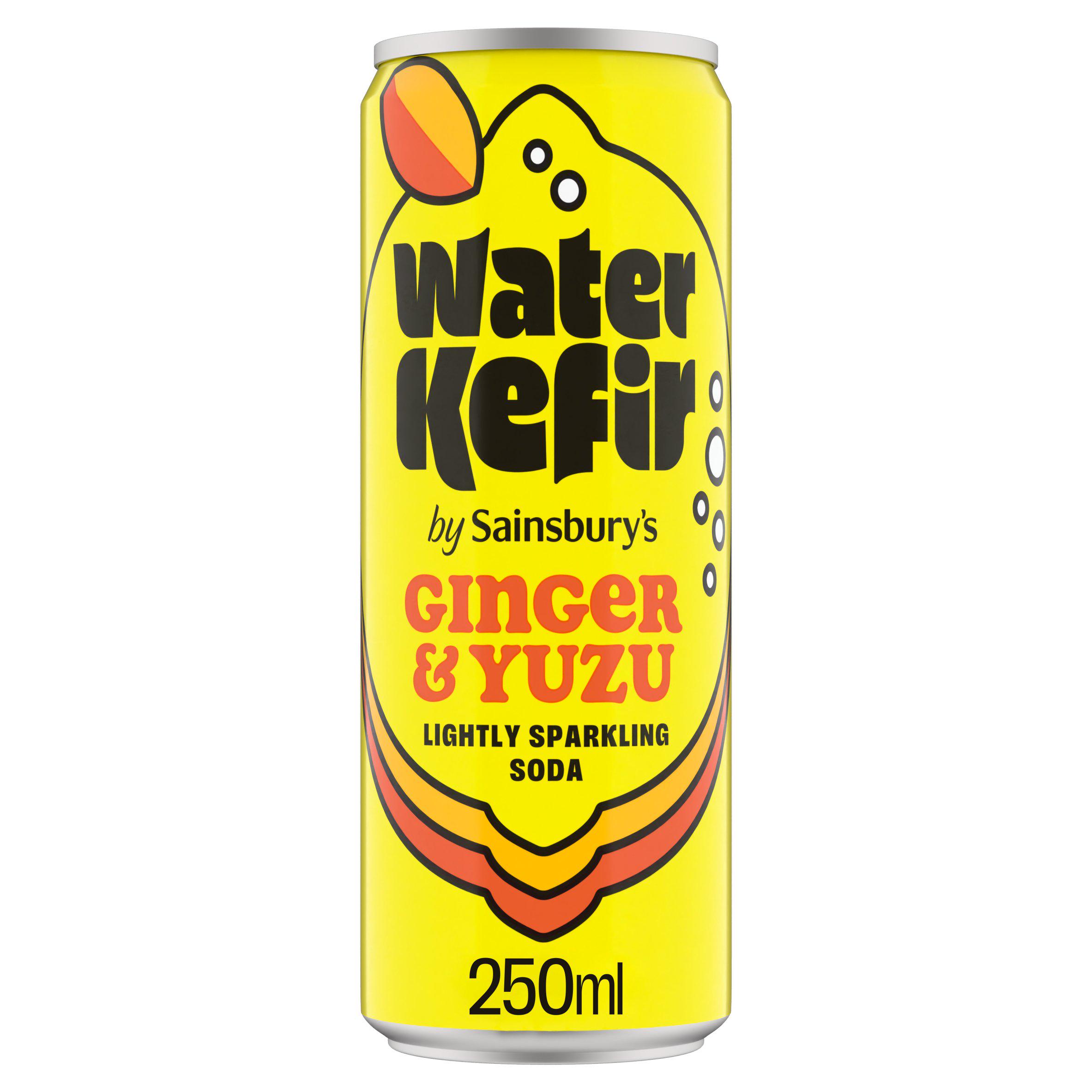 Sainsbury's Water Kefir Ginger & Yuzu Lightly Sparkling Soda 250ml