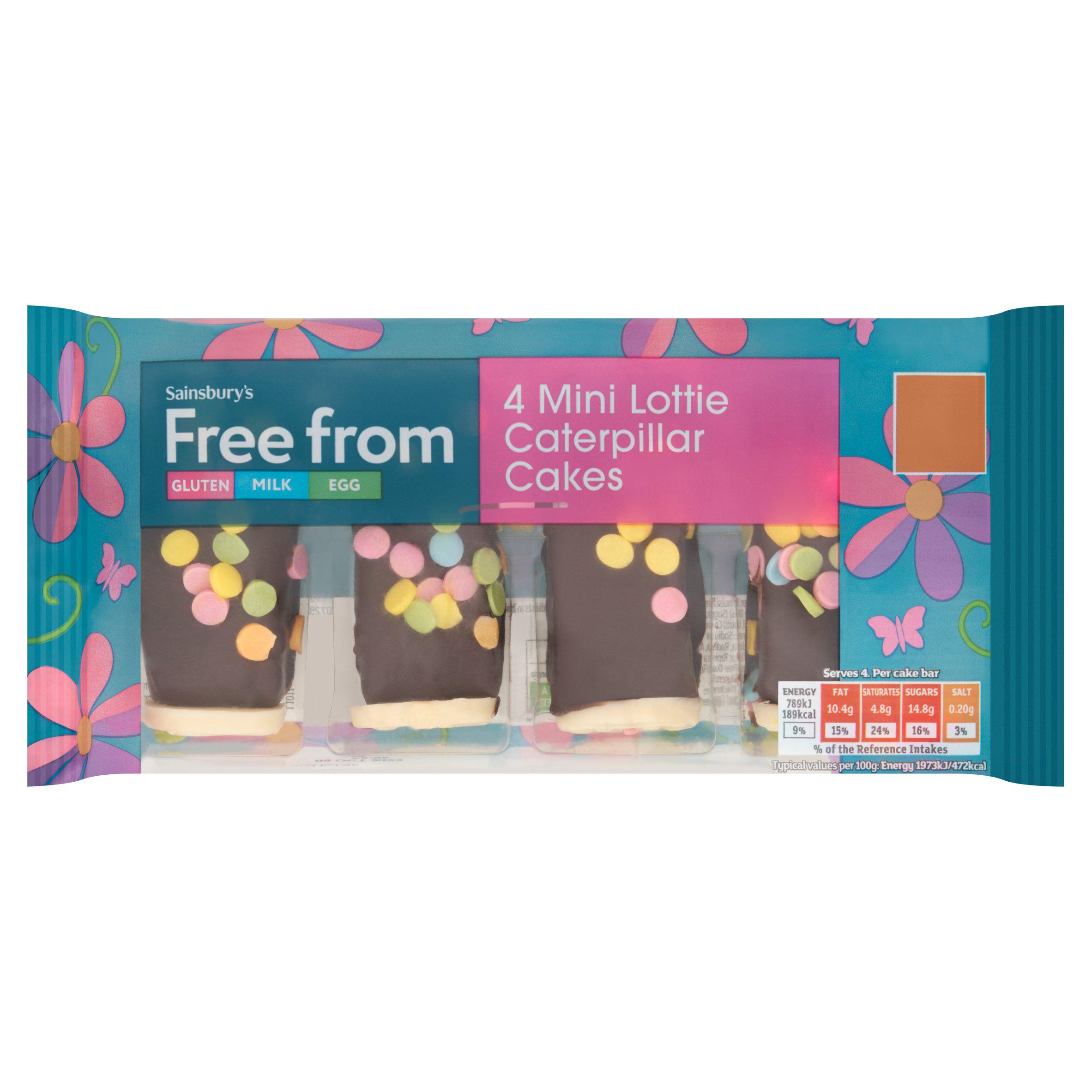Sainsbury's Free From 4 Mini Lottie Caterpillar Cakes