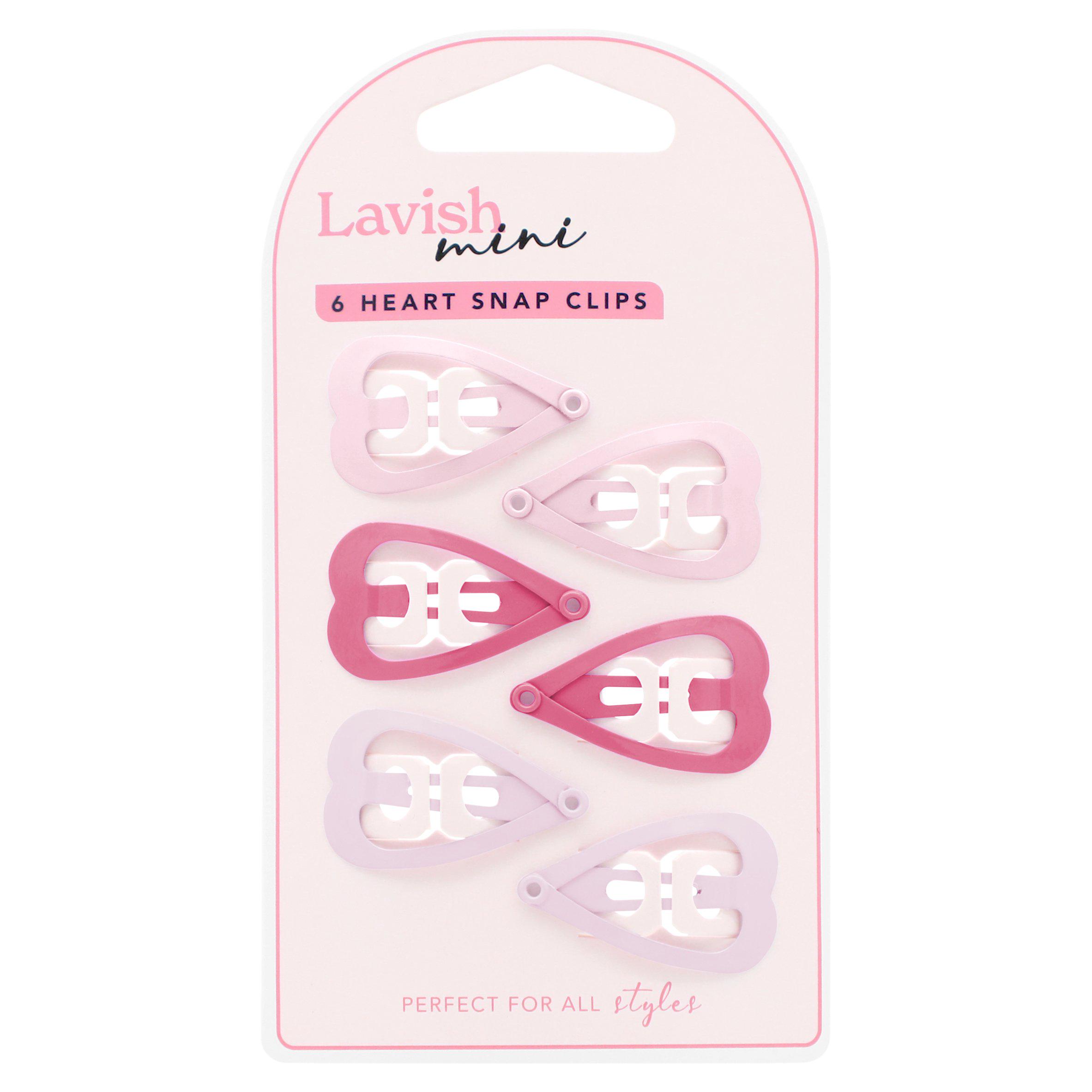 Lavish Mini Heart Snap Clips x6
